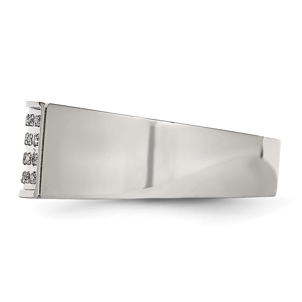 1.10ct Diamond Wedding Band Ring for Women - 9.5mm Polished Stainless Steel Engagement Ring - Perfect for Anniversary, Proposal & Everyday Wear