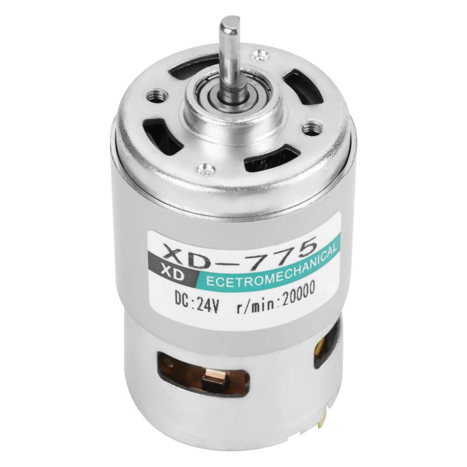 12V/24V High Speed Low Noise Double Ball Bearing Brush DC Motor - XD-775 for Small Lathe, Precision Machines, Battery Cars & DIY Projects (24V 20000 RPM) - Ideal for Robotics, CNC Tools & Power Wheels