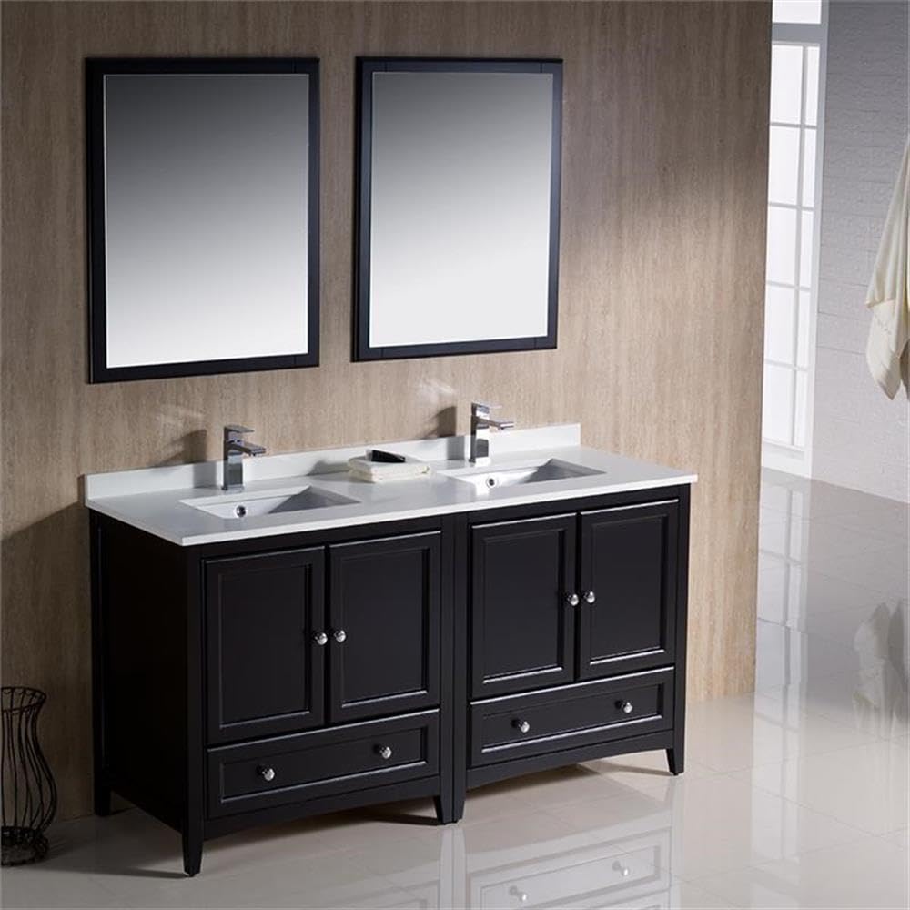 Fresca Bath FVN20-3030ES 60-Inch Oxford Double Vanity Sink in Espresso Finish - Perfect for Modern Bathroom Renovations and Master Suite Upgrades