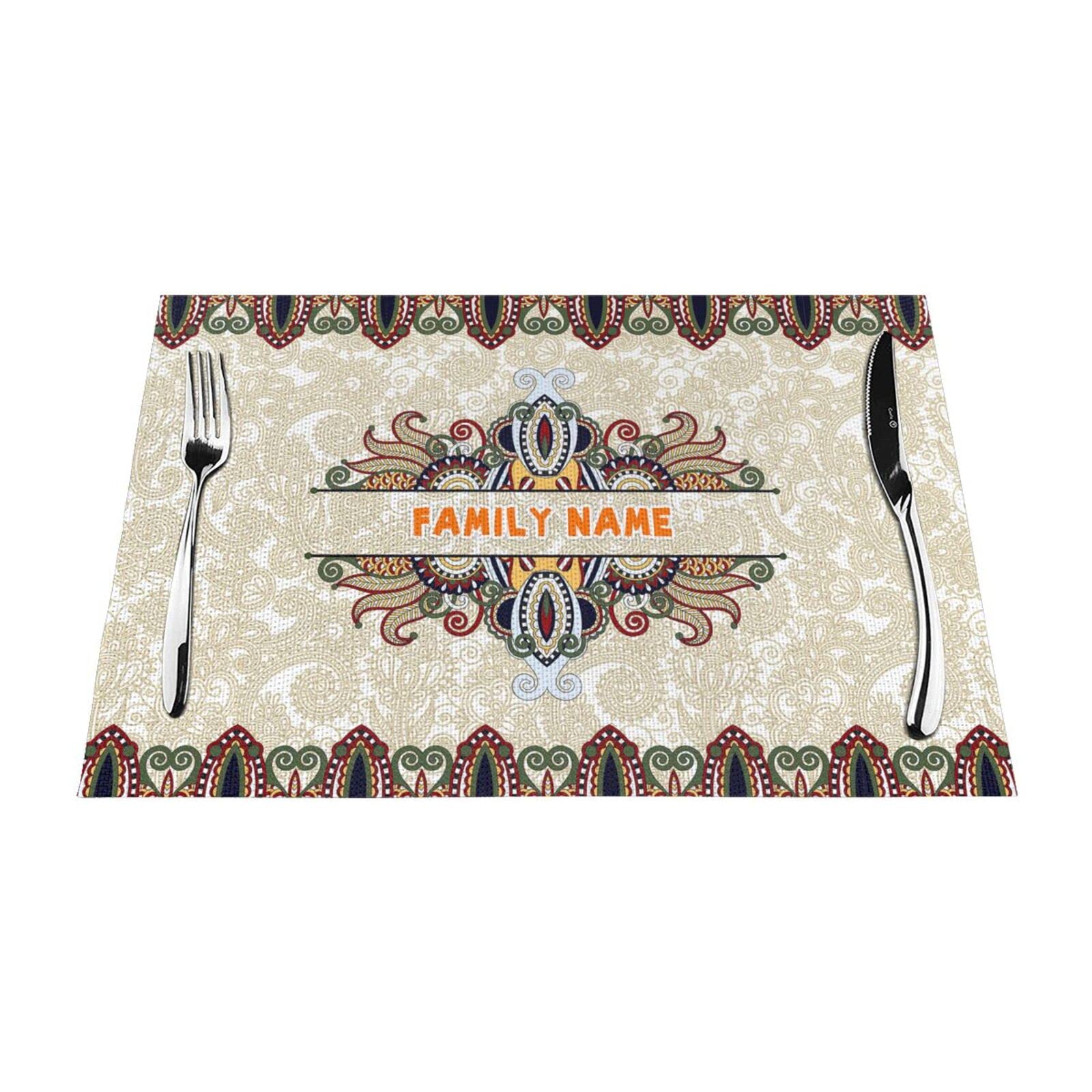 Personalized Family Name Placemats Set of 4 - Custom Dining Table Mats, Washable & Heat Resistant - 12x18 Inch Housewarming Gifts for Family Dinners, Parties & Home Decor