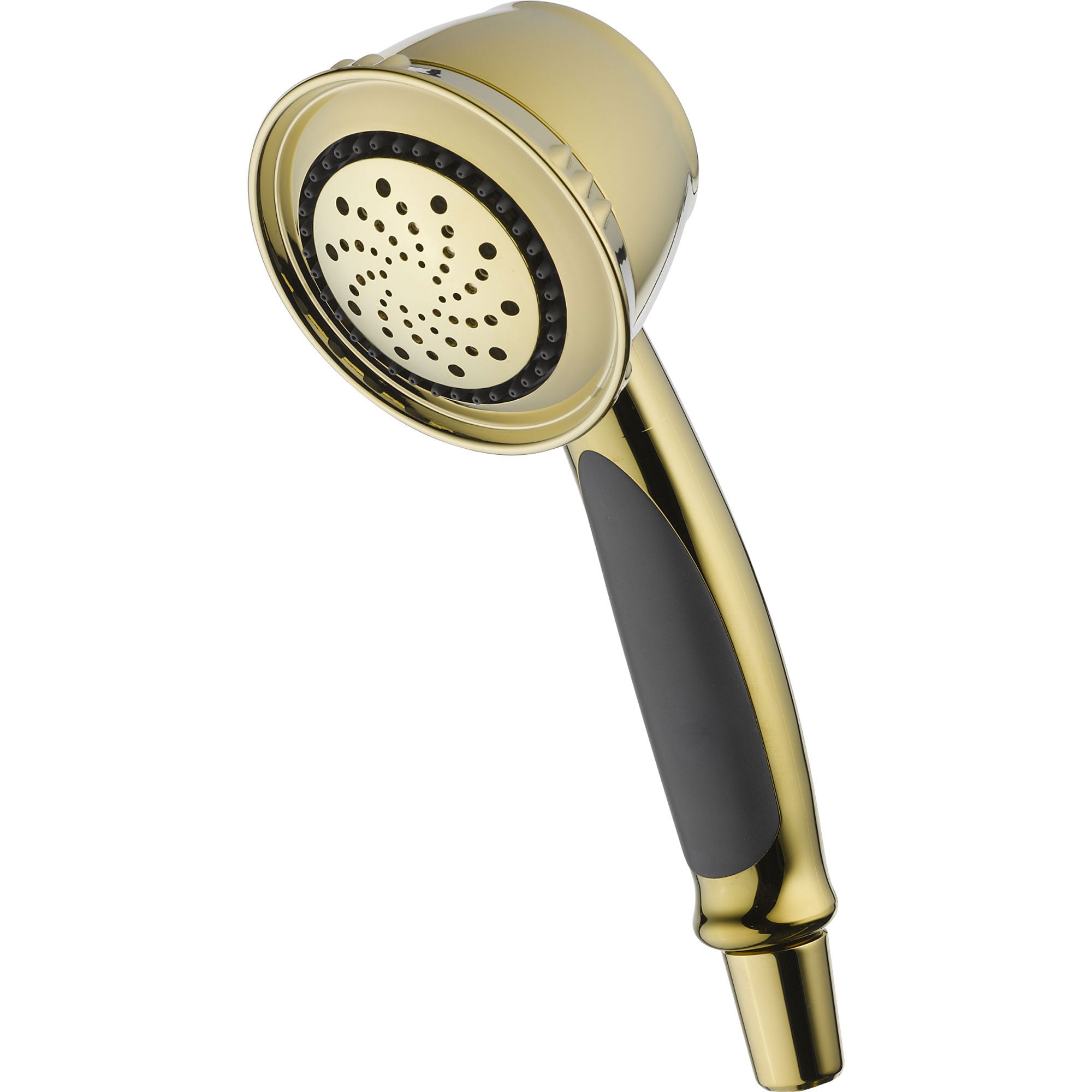 Delta 5 Spray Polished Brass Handheld Shower Head with Black Grip - High Pressure Shower Sprayer for Bathroom & Spa Relaxation (Model 561279)