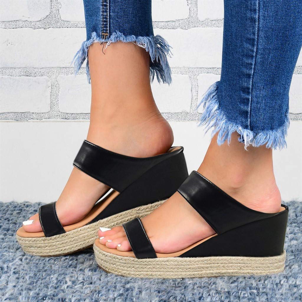 TUQIDEWU Women's Espadrille Sandals - Summer Dressy Open Toe Slip-On Comfortable Platform Wedge Sandals for Beach, Vacation & Casual Outings