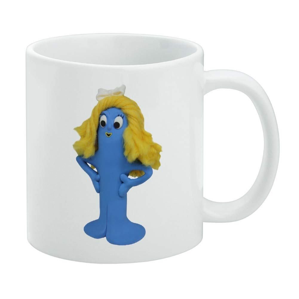Goo Blue Mermaid Gumby Clay Art Ceramic Coffee Mug - 11oz White Novelty Gift Mug for Coffee, Tea & Hot Drinks - Perfect for Home, Office & Gifts