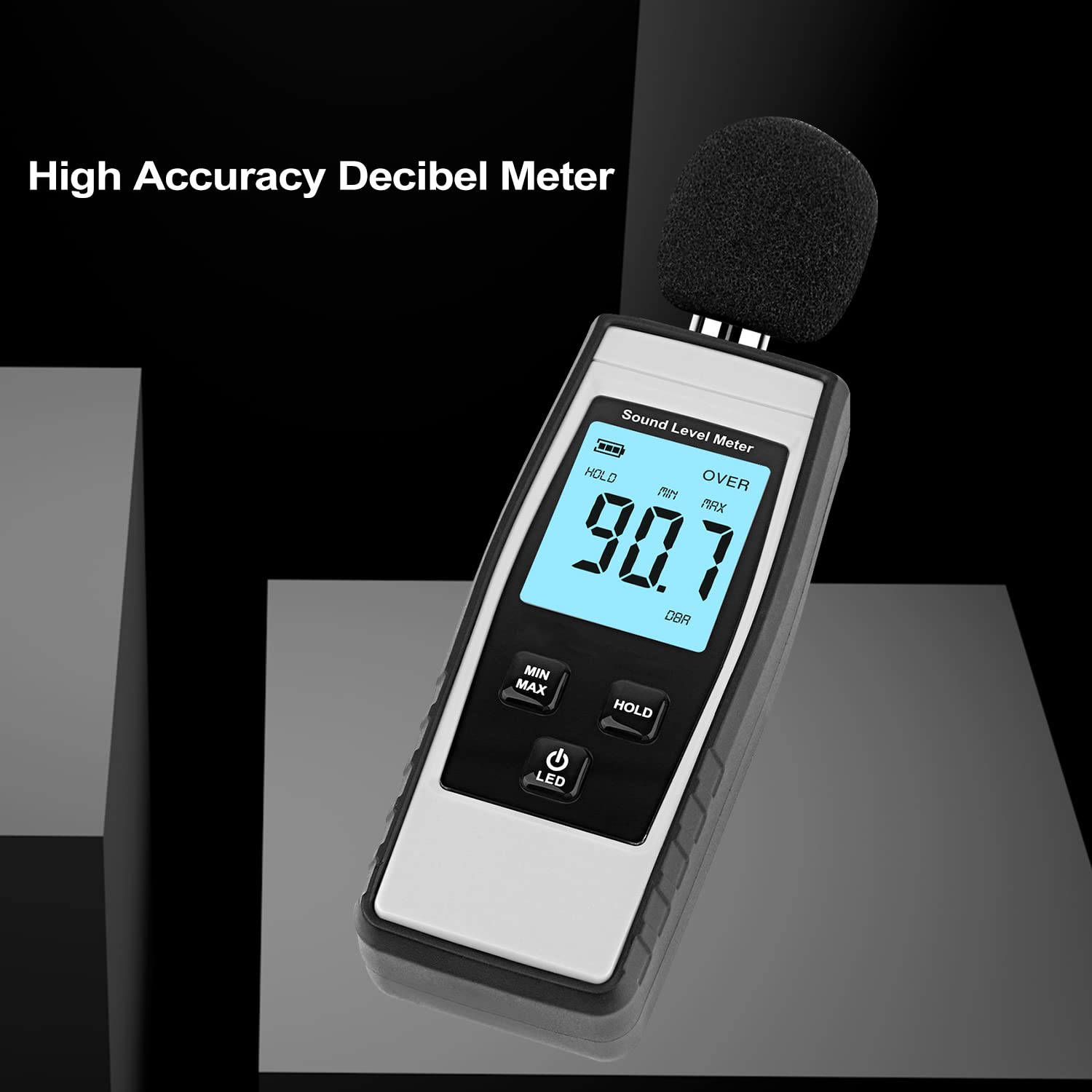 Digital Decibel Meter - Portable SPL Sound Level Meter 30-130 dB(A) with LCD Display | Noise Volume Monitoring Tester for Home, Workplace & Industrial Use (Battery Included, Gray)