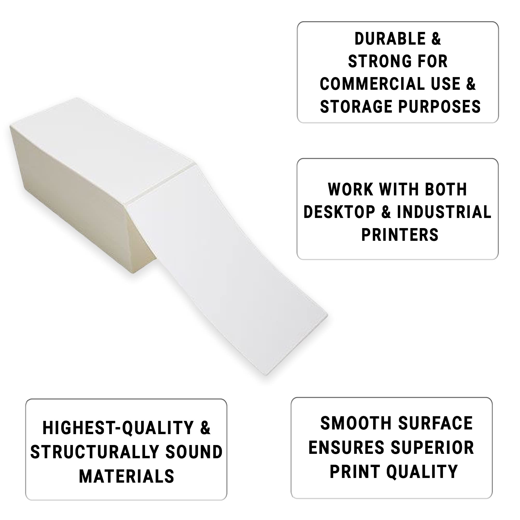 AMZ White Direct Thermal Label Paper, 4 x 8 Inches - 3000 Pack Thermal Shipping Labels for Printing - Self-Adhesive Thermal Printer Labels - Temperature-Resistant Barcode Labels for Shipping, Packaging & Logistics (Ideal for UPS, FedEx, USPS & Amazon FBA)