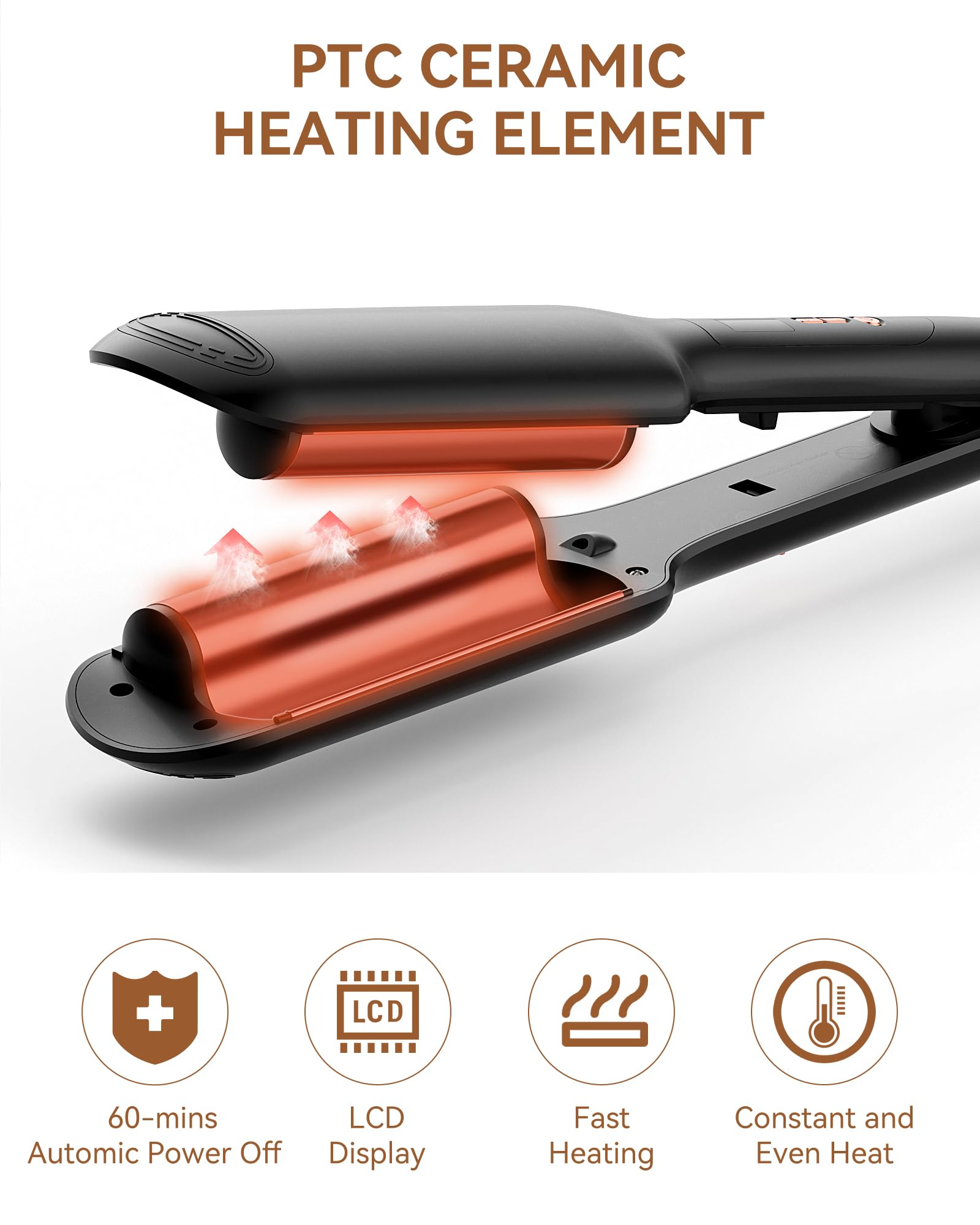 ANWA Double Barrel Hair Waver Crimper - 1 Inch (25mm) Ceramic Wavy Hair Iron for Women - Create Perfect Beach Waves & Loose Curls - Great for Daily Styling, Parties & Special Occasions