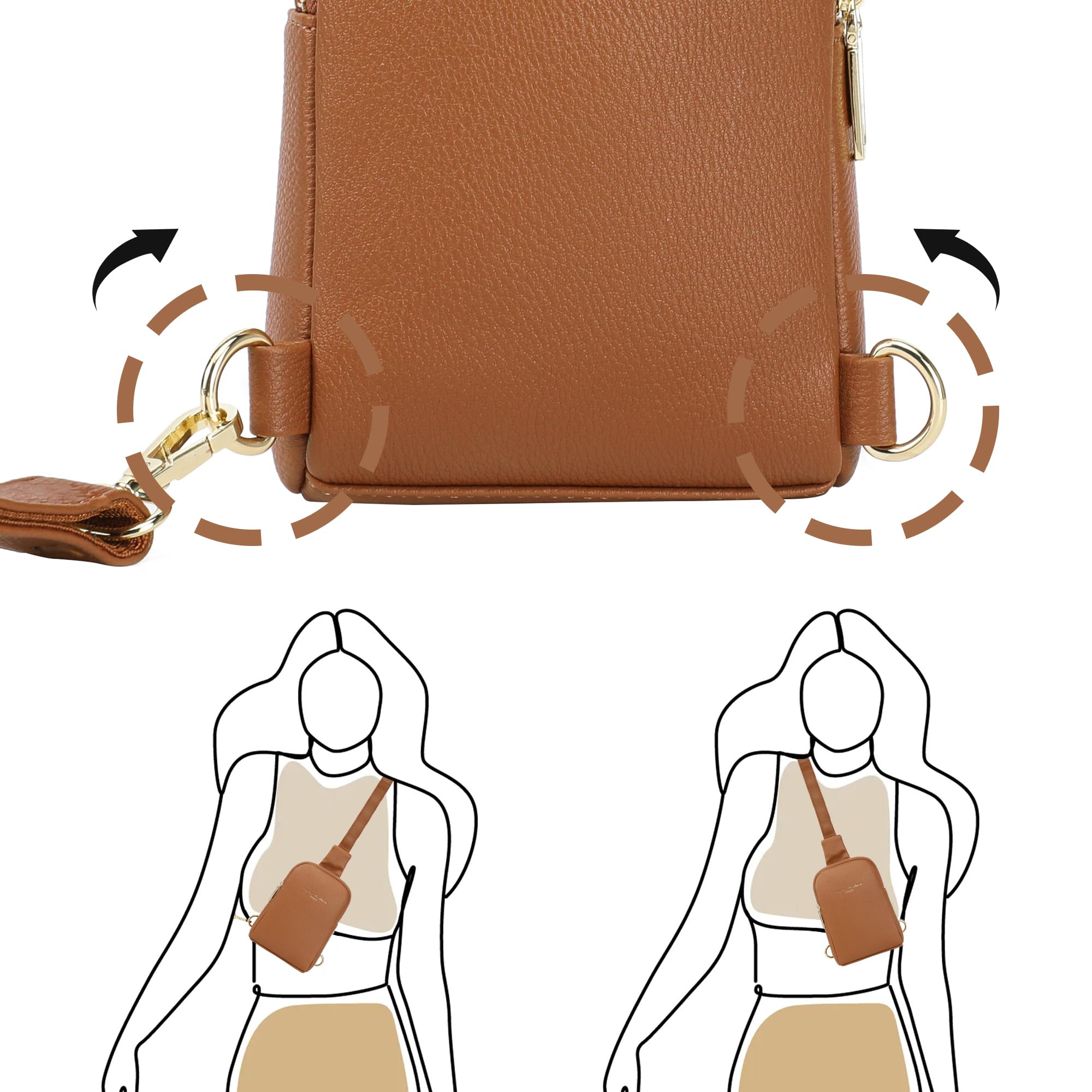INICAT Genuine Leather Small Crossbody Sling Bag for Women - Stylish Fanny Pack Purse for Travel, Shopping & Everyday Use