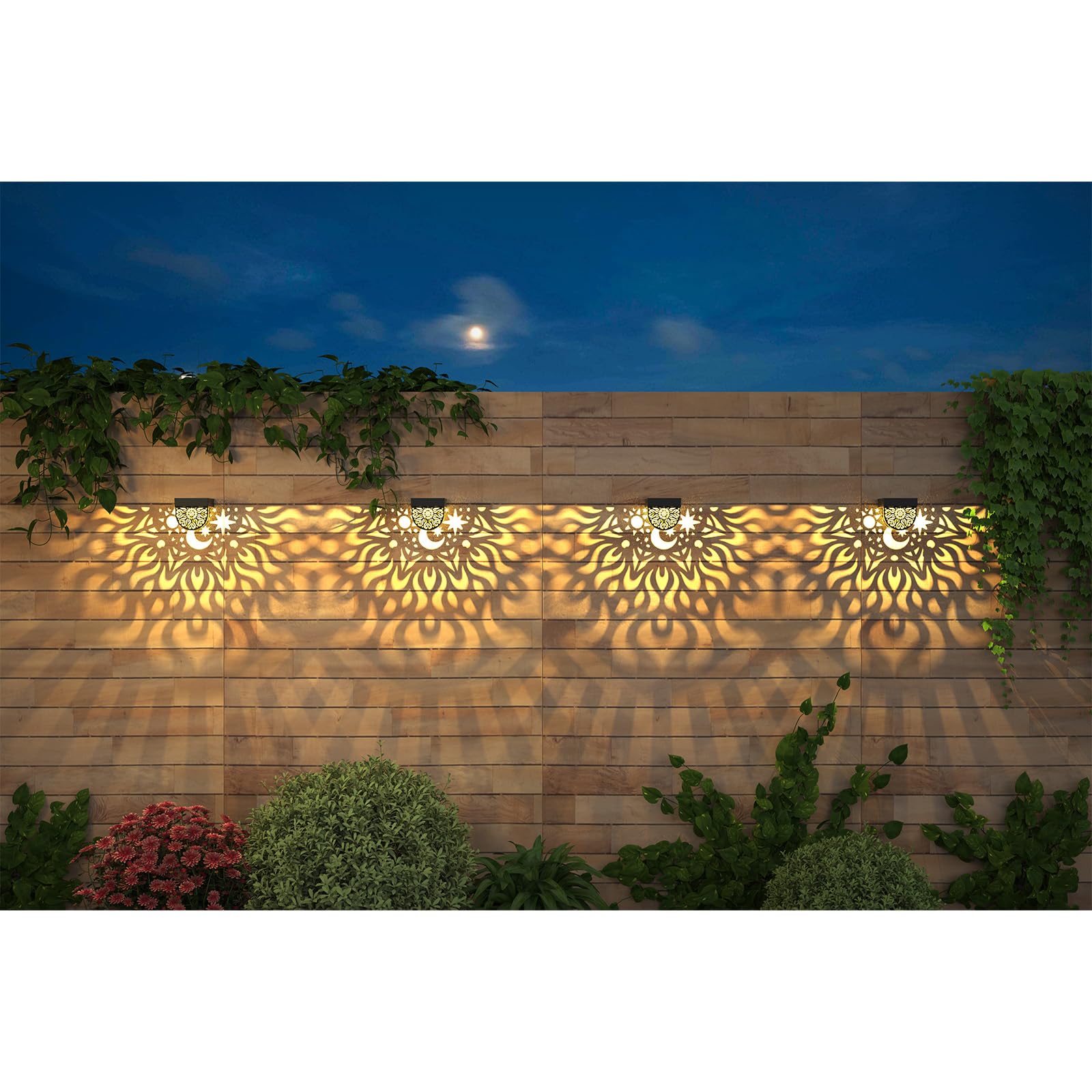 6 Pack Solar Fence Lights - Waterproof LED Solar Deck Lights for Outdoor Step & Wall Lighting | Warm Yellow Solar Lanterns for Garden, Backyard, Pathway & Patio Decor (Black) - Weatherproof Landscape Lighting Solution