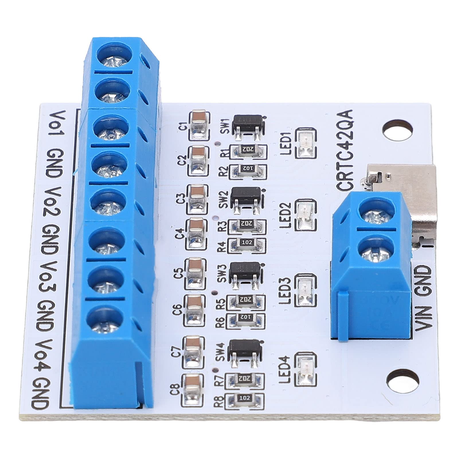 4 Channel USB Type C Charger Board for 3.7V 503035/603443 Batteries - Fast Charging Module (CRTC42QA_A) - Perfect for DIY Electronics, RC Drones, and Portable Device Charging