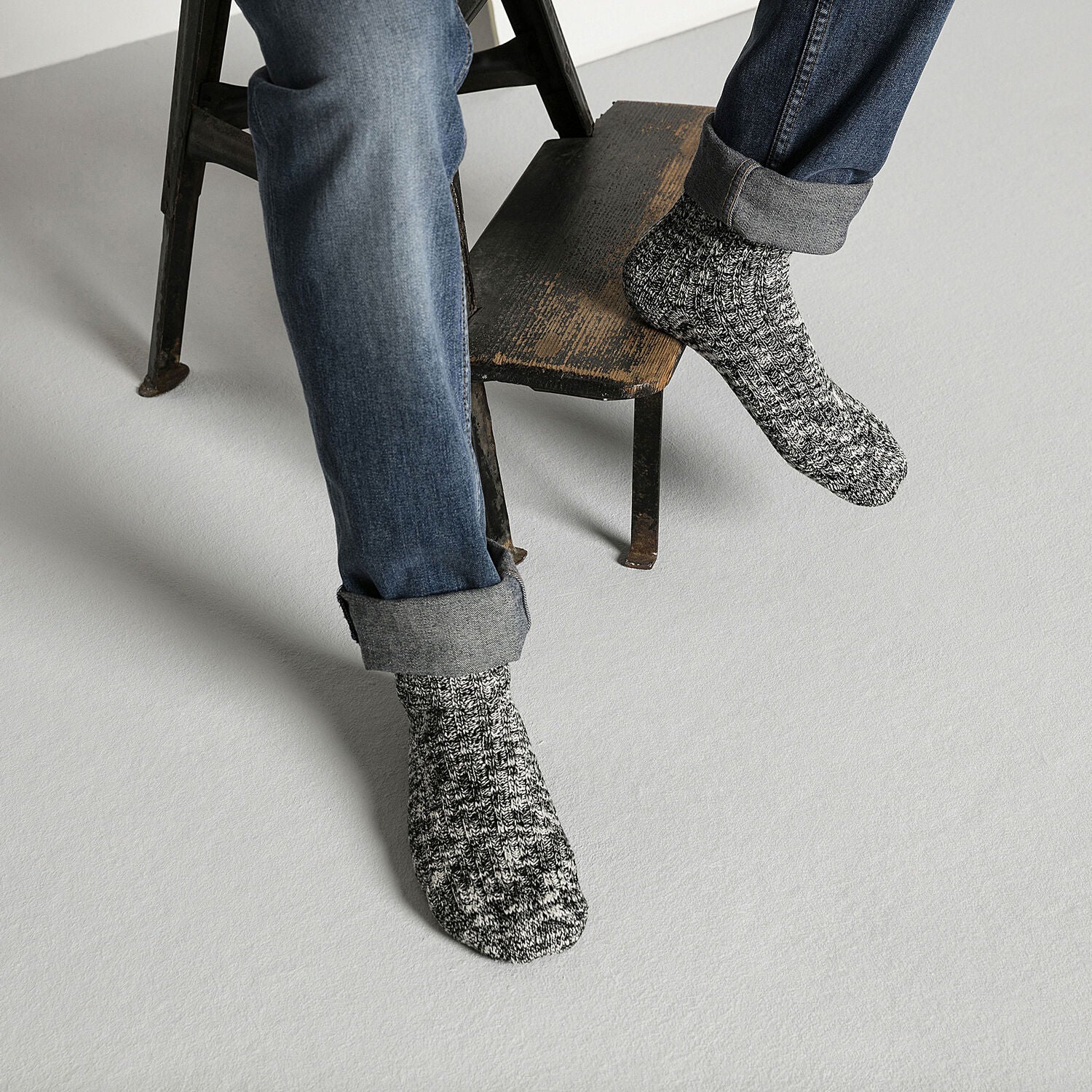 Birkenstock Men's Cotton Slub Socks - Black & Gray Crew Socks for Casual Wear & Comfort