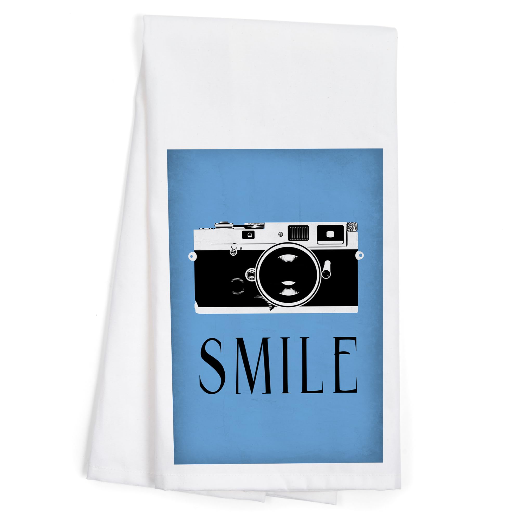 Lantern Press Smile Camera 100% Cotton Tea Towel - Decorative Kitchen Hand Towel for Home Decor, Dish Drying & Gift Giving