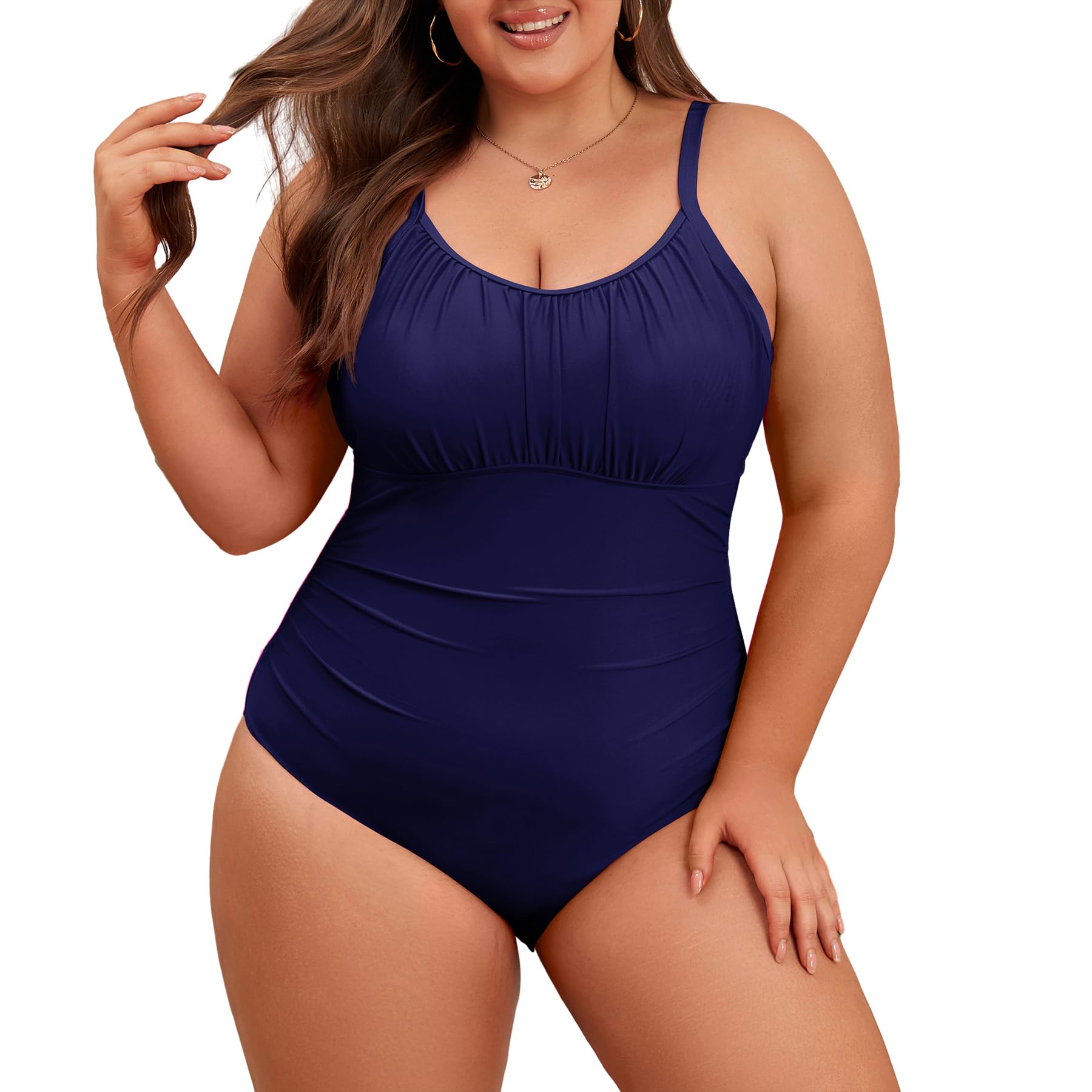 Zando Women's Plus Size One Piece Swimsuit - Tummy Control Vintage Bathing Suit with Cheeky Cut | Perfect for Beach Vacations, Pool Parties & Summer Getaways