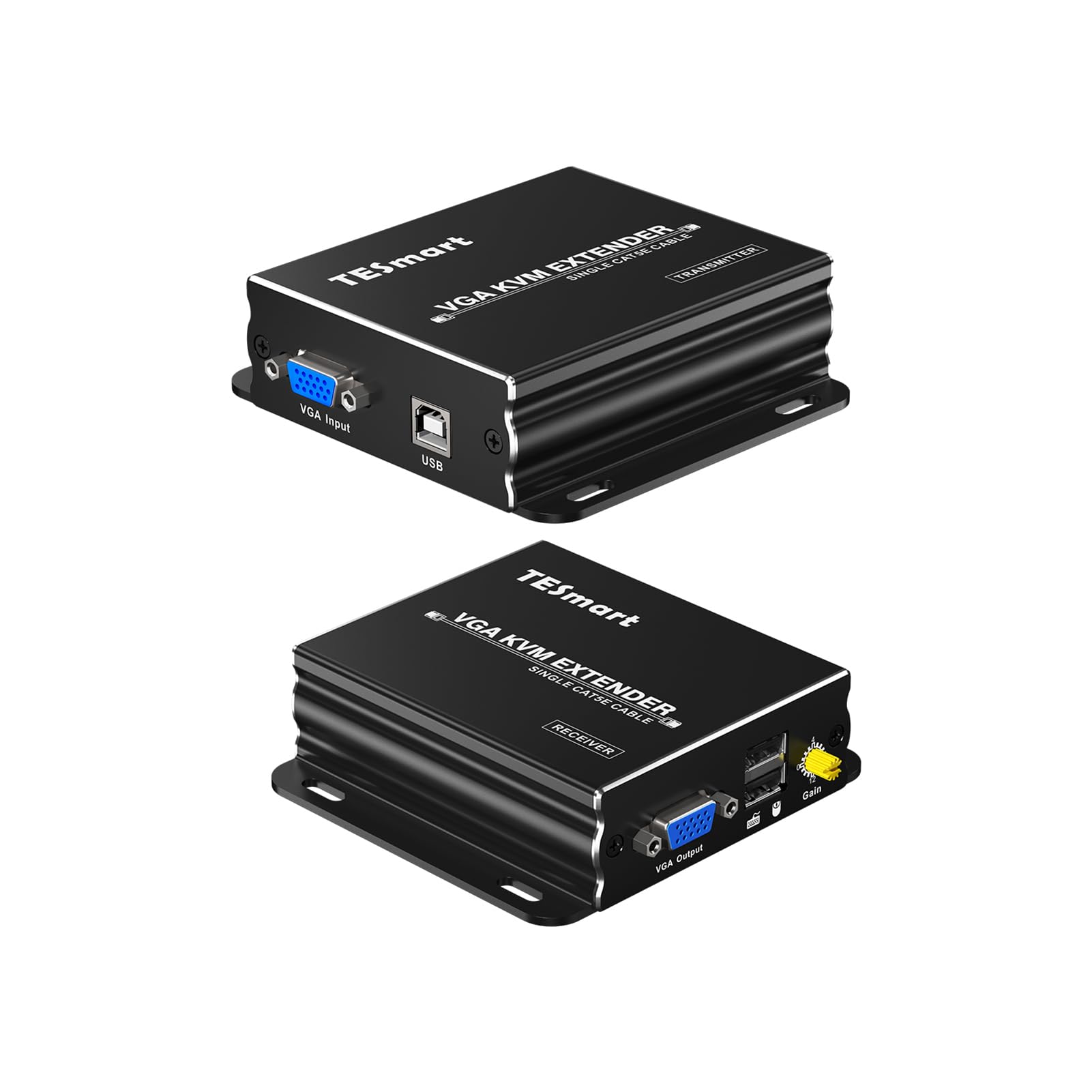 TESmart 1080P 60Hz Long Range USB VGA KVM Extender Over Cat5e/Cat6 Ethernet Cable (984ft/300m, Sender+Receiver) - Ideal for Remote Work, Data Centers & Multi-Computer Control