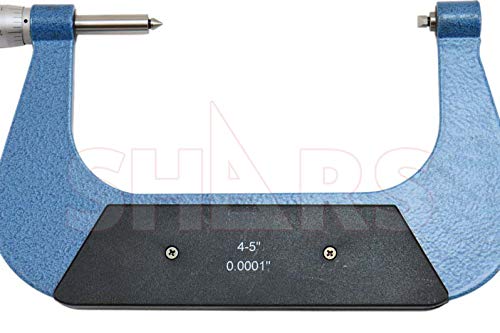 Shars 4-5 Inch Precision Screw Thread Micrometer with Hardened Anvil - 303-2374 Model (Fitted Case Included) - Ideal for Machining, Metalworking & Quality Control in Automotive, Aerospace & Manufacturing Industries