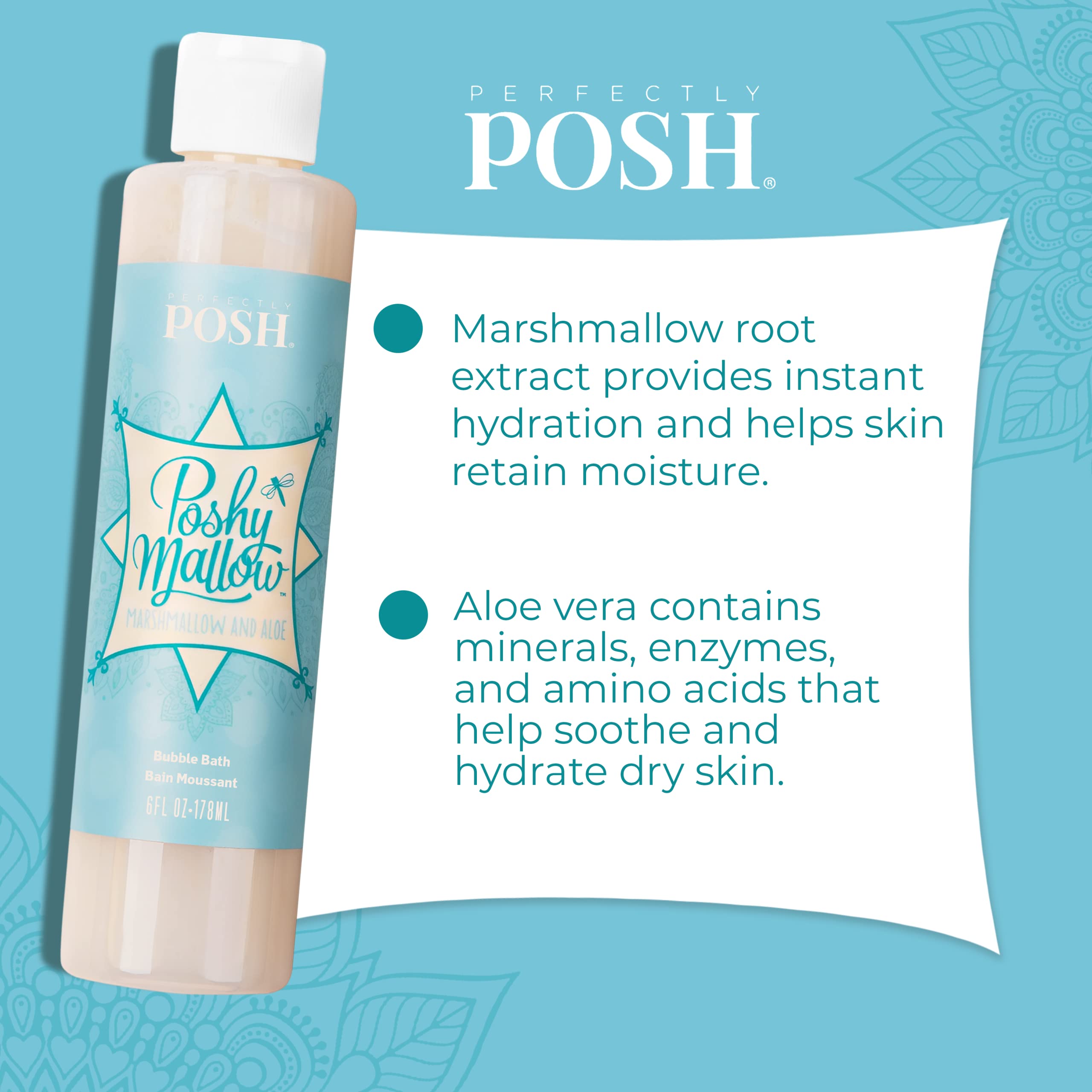 Poshymallow Bubble Bath by Perfectly Posh | Luxurious Foaming Bath for Relaxation & Self-Care | Perfect for Spa Nights, Stress Relief & Gift Giving