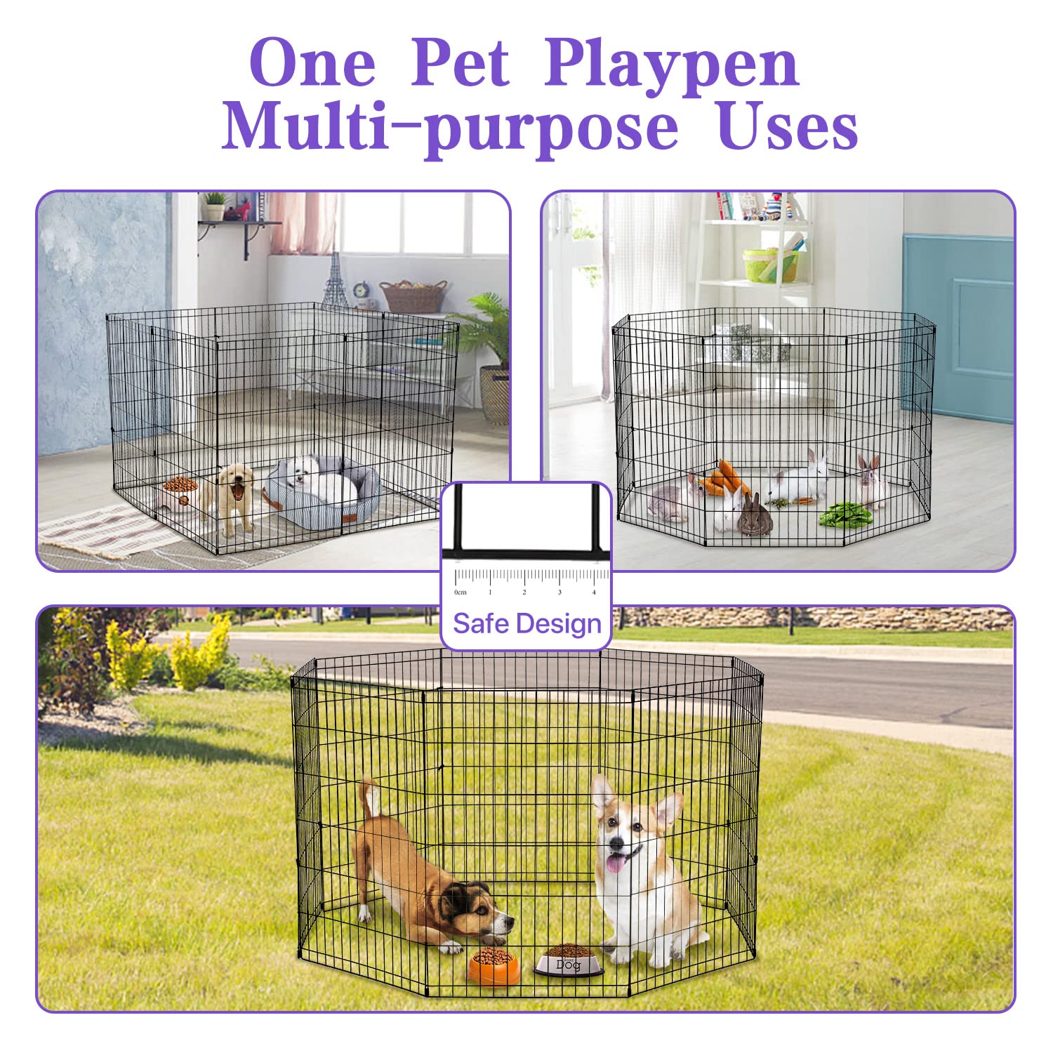 Foldable Metal Dog Playpen - 8 Panel 24