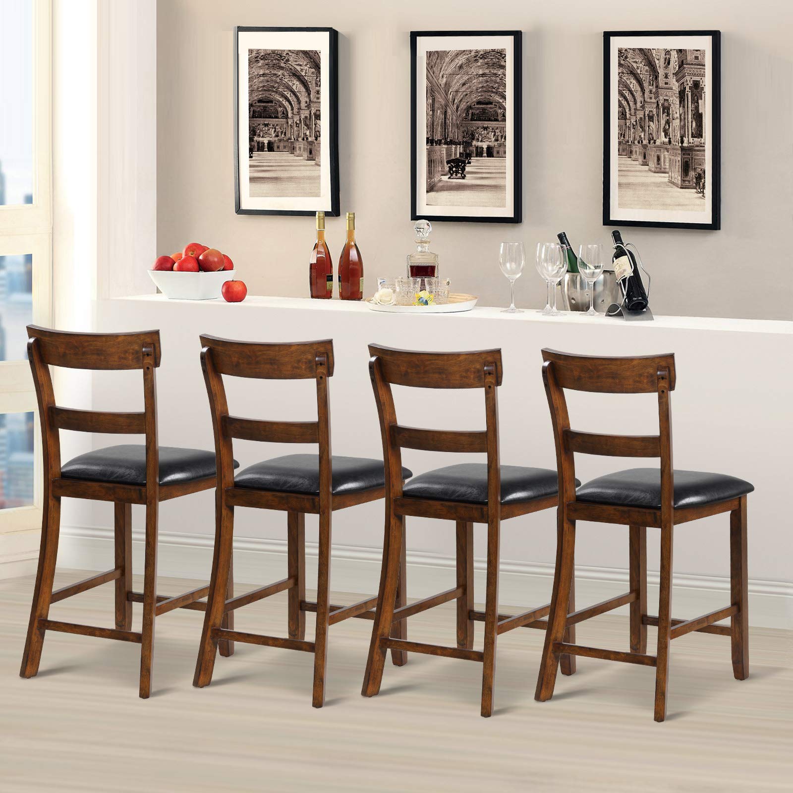 COSTWAY 4-Piece Bar Stool Set - 25.5