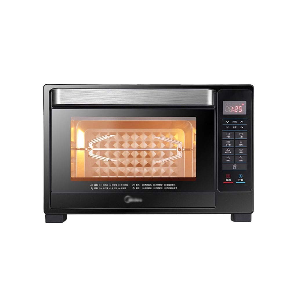 LQRYJDZ 32L Electric Mini Oven - 4-Layer Multi-Function Toaster Oven with Automatic Baking, 50.2x32.5x38cm Compact Size for Home Kitchen - Perfect for Baking, Roasting & Toasting (Black)