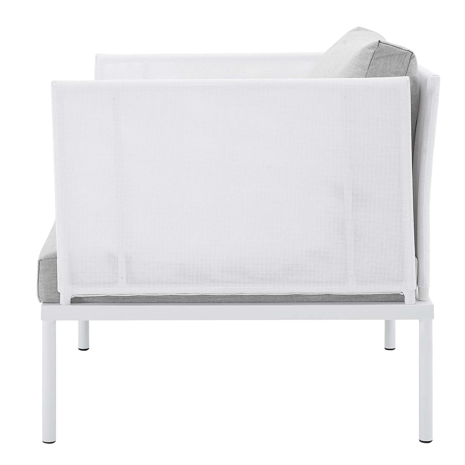 Modern Outdoor Patio Lounge Sectional Sofa Set with Table - Aluminum Frame in White & Gray - Perfect for Backyard, Poolside & Garden Relaxation