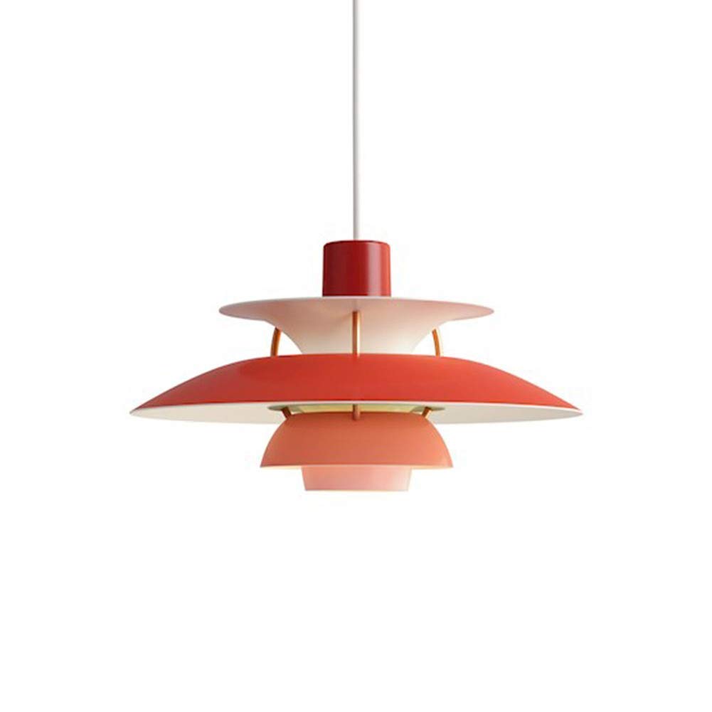 GMLSD Industrial Retro Chandelier - Red L Model E27 Pendant Light with 1 Flame Bulb, Vintage Metal Iron Lamp for Dining Room, Living Room & Bedroom Lighting