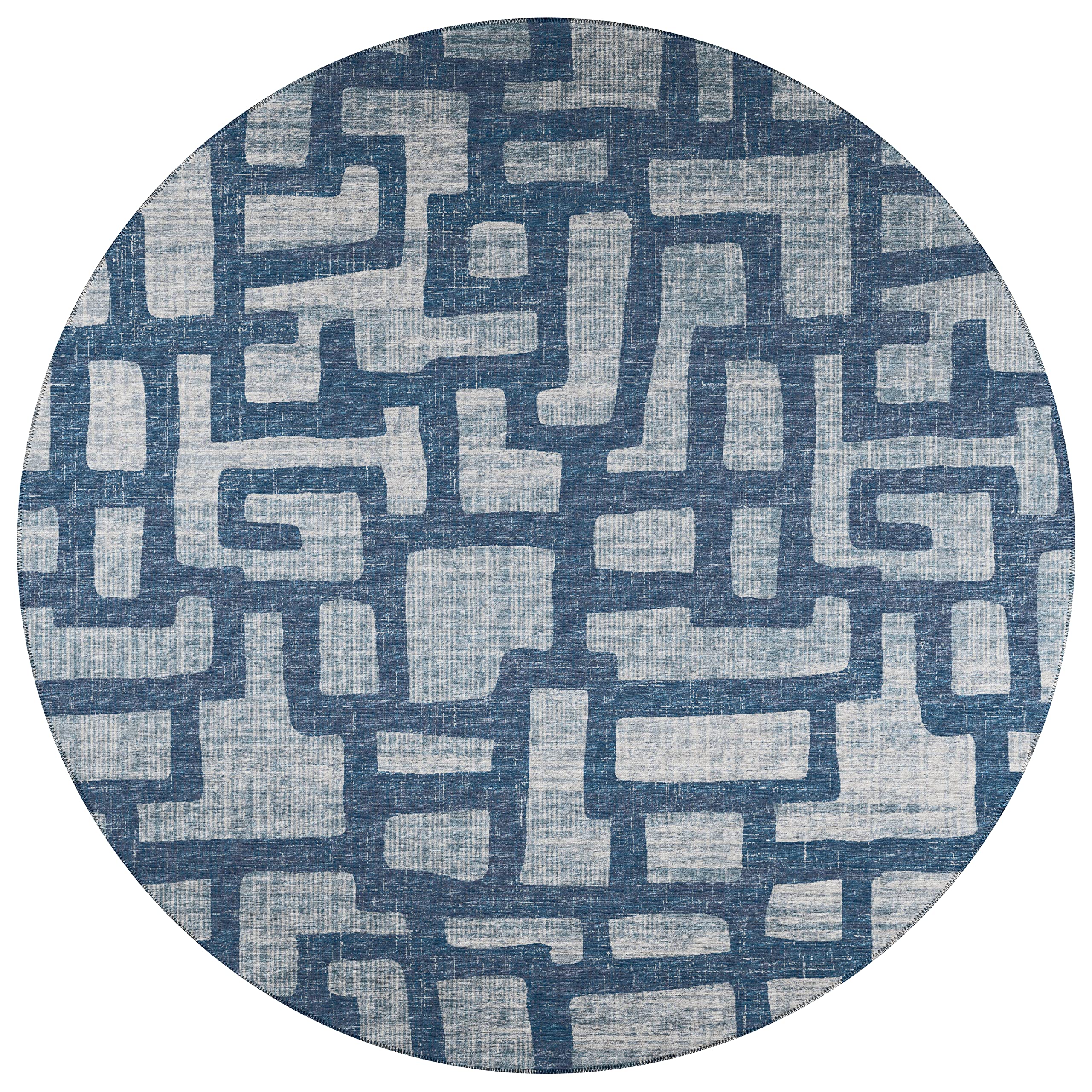 Addison Rugs Yuma AYU34 Blue 8' x 8' Square Area Rug - Soft Plush Living Room Carpet for Bedroom, Dining Room & Home Decor