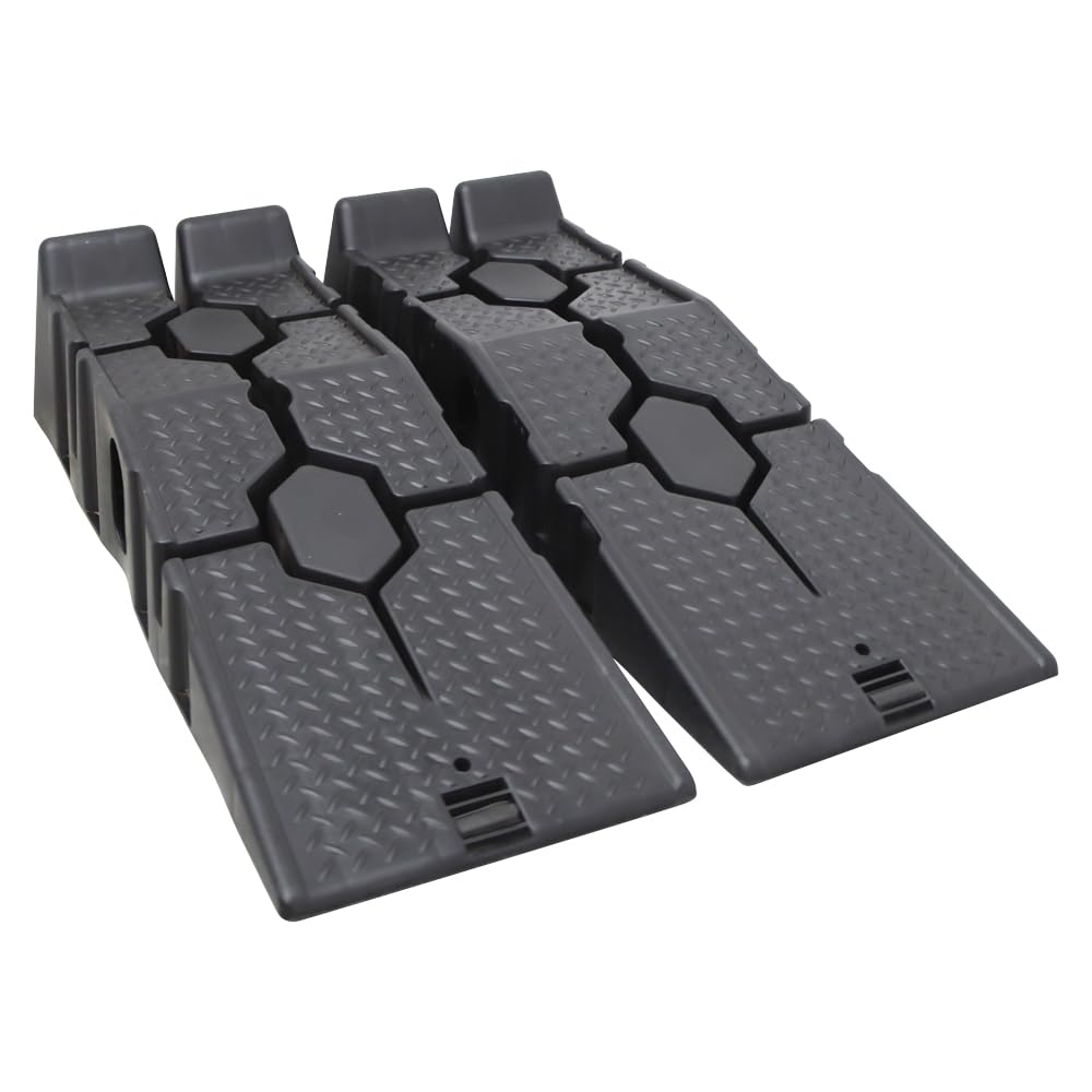 INTBUYING 2-Pack Heavy Duty Plastic Car Ramps for Oil Changes – 3-Ton Capacity, Anti-Slip Surface, Portable Vehicle Lifting Tools – Perfect for DIY Auto Maintenance, Garage Repairs & Tire Rotation
