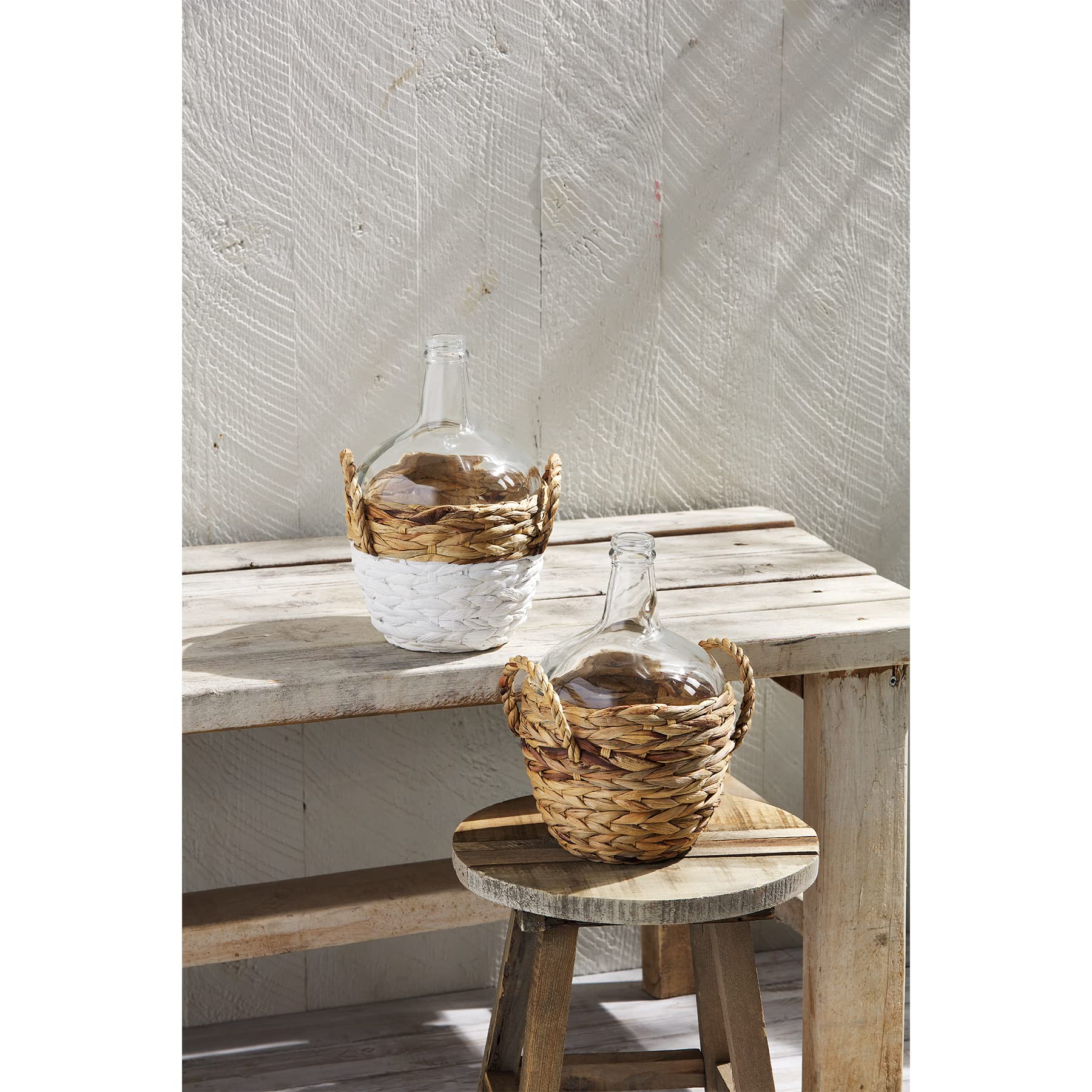Natural Mud Pie Glass Hyacinth Vase - 11.81 x 8.66 Inches - Perfect for Home Decor, Wedding Centerpieces & Spring Floral Arrangements