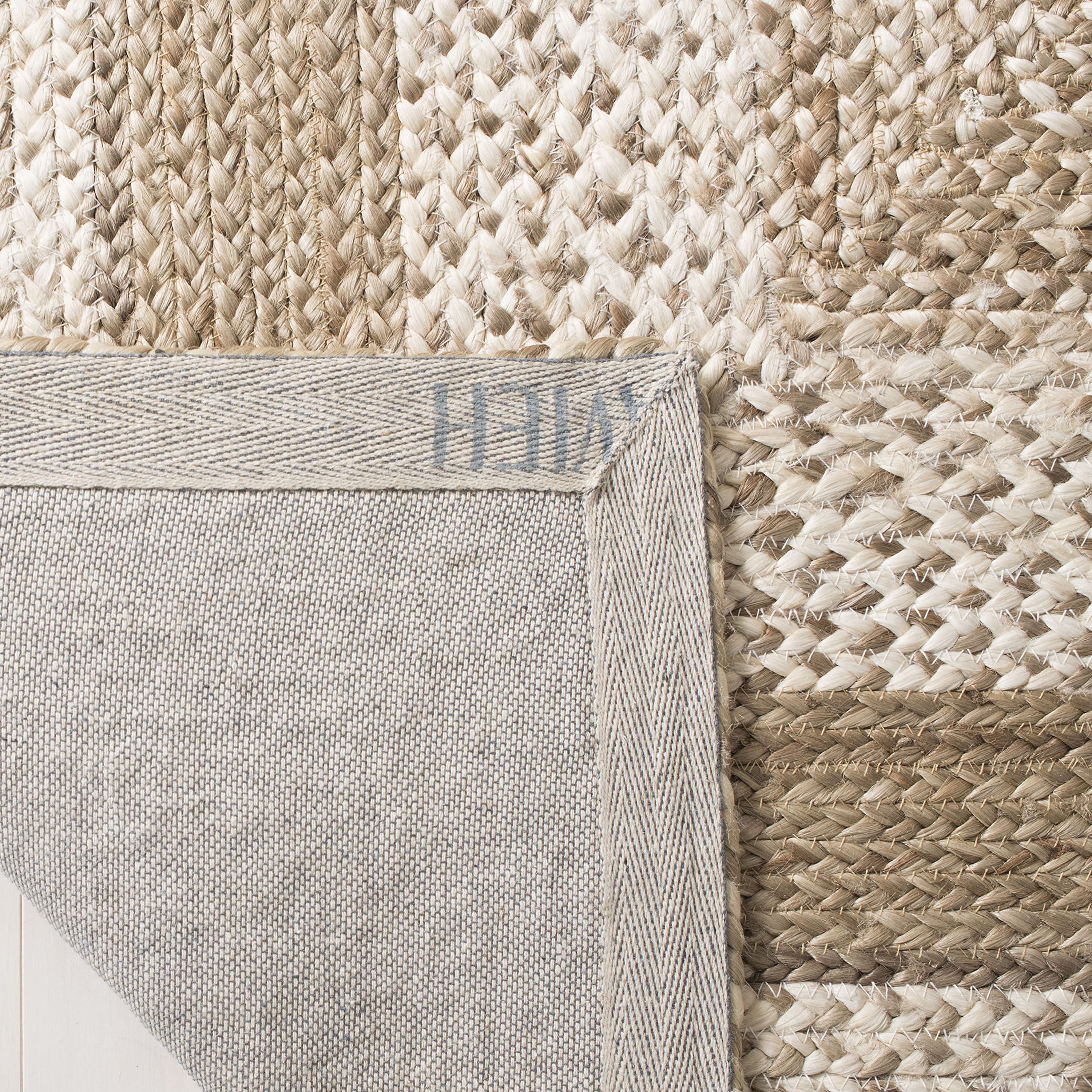 Safavieh Handmade Jute Area Rug 6'x6' Square Farmhouse Country Style in Grey & Ivory - Perfect for Living Room, Bedroom, or Dining Room Decor