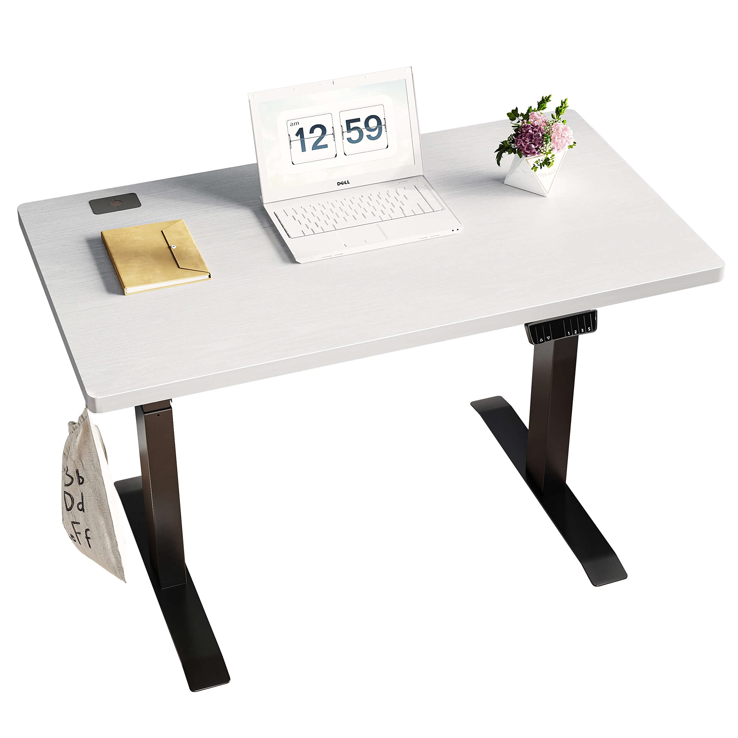 IYEE NATURE Electric Standing Desk 40 x 24 Inches - Adjustable Height Ergonomic Home Office Desk with Splice Board (Black Frame, White Top) | Perfect for Remote Work, Gaming Setup & Small Workspaces