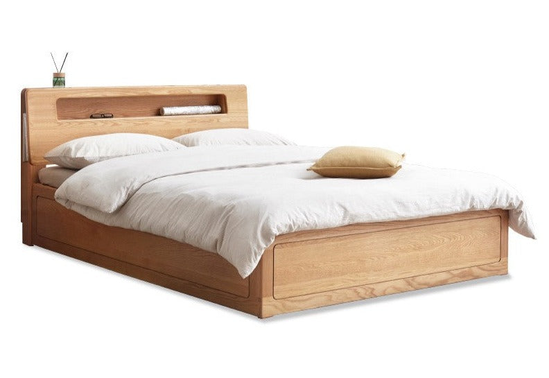 Premium Oak Solid Wood Luminous Box Bed - Durable Nightstand with Glow-in-the-Dark Features for Bedroom, Guest Room, and Kids Room Decor