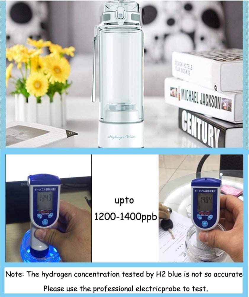 Hydrogen Rich Water Bottle Generator with PEM Membrane & SPE Technology | Portable 380ml Ionizer for Sports & Fitness | Self-Cleaning Function | White | Perfect for Gym, Hiking & Active Lifestyle