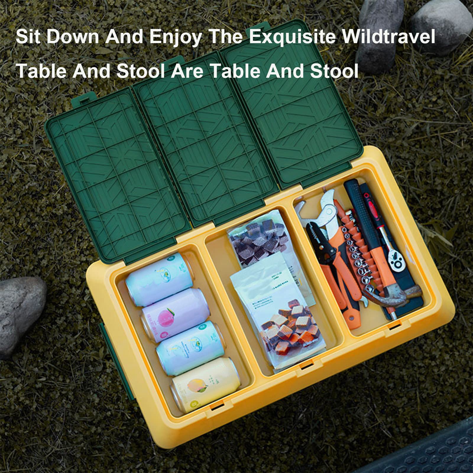 Double-Layer Snap-on Camping Storage Box - Foldable Organizer Bin for Car Trunk, Home, Garage & Outdoor Use | Portable Storage Solution for Camping, Travel & Vehicle Organization