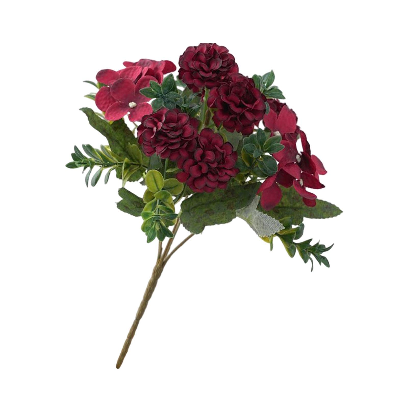 Gazechimp Artificial Silk Hydrangea Bouquet - Realistic Red Flower Arrangement for Party, Dining Room, Table, Bedroom, Living Room Decor, Wedding Centerpiece & Home Styling