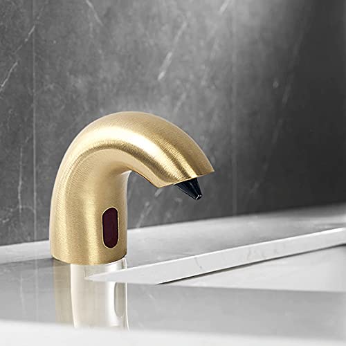 Fontana Showers Verona FS1136 Commercial Automatic Soap Dispenser - Solid Brass Sensor Soap Dispenser with Brushed Gold Finish - Deck Mount for Restaurants, Hotels, and Luxury Bathrooms