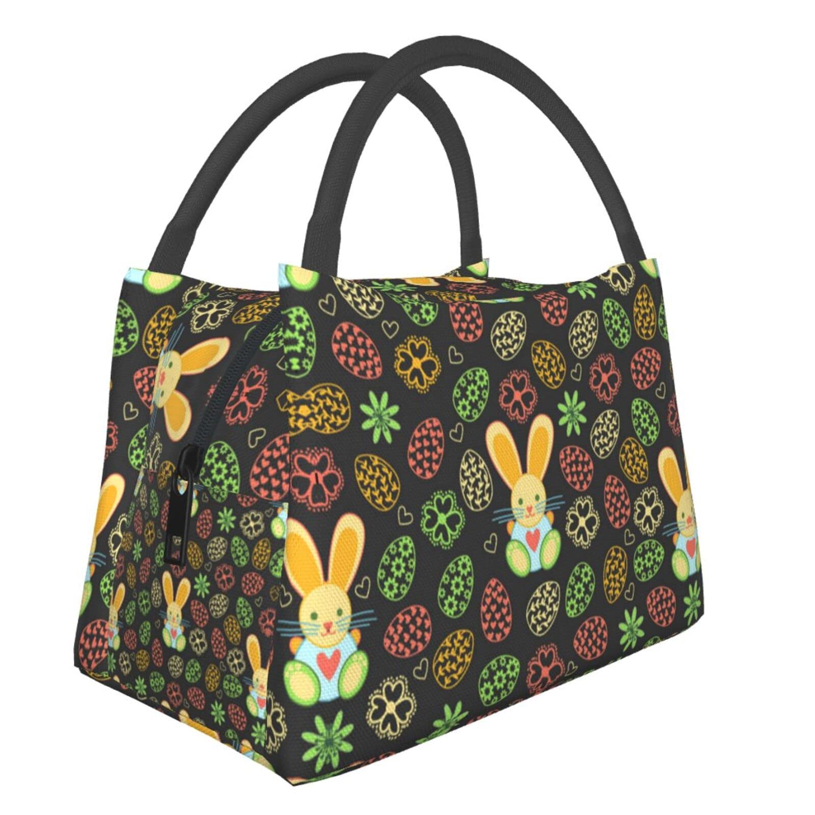 Insulated Easter Bunny Egg Pattern Lunch Bag for Women - Leakproof Lunch Box for Work, Picnic & Outdoor Activities | Cute Easter Gift Idea