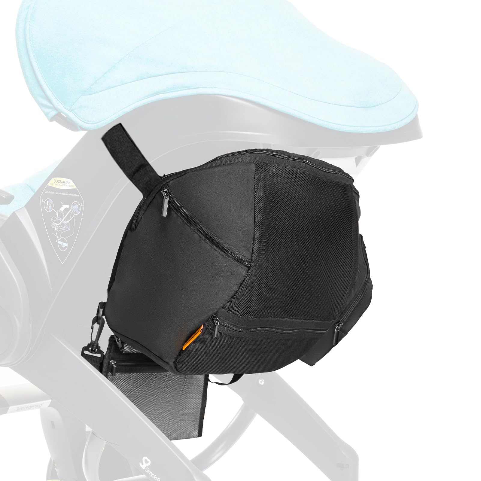 Doona Car Seat Stroller Storage Bag - Large Capacity Wearable Backpack for Diapers & Parent Essentials (Black) - Perfect for Travel & Daily Use