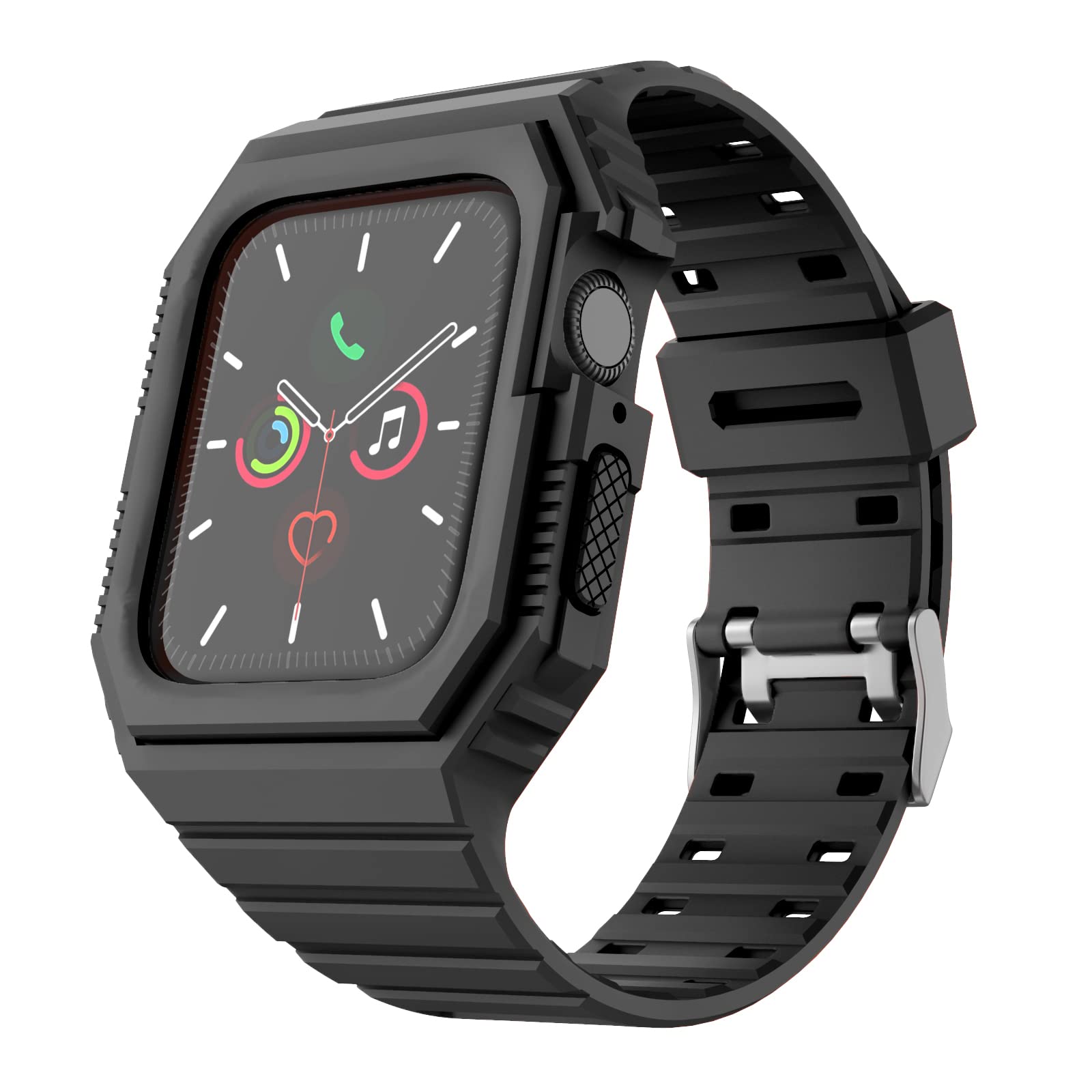 Premium Apple Watch Bands Compatible with 38mm 40mm 42mm 44mm - Durable TPU Sport Strap with Rugged Bumper Case for Series 7/6/5/4/SE/3/2/1 - Perfect for Gym, Running & Outdoor Activities - Men & Women
