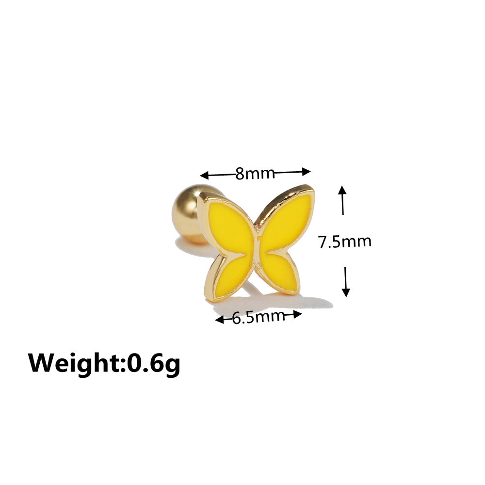 20G Multi Color Tiny Studs, Butterfly Studs, Tragus Studs - Hypoallergenic Earrings for Cartilage, Helix, and Lobe Piercings | Perfect for Daily Wear, Parties, and Gifts | EGD0228