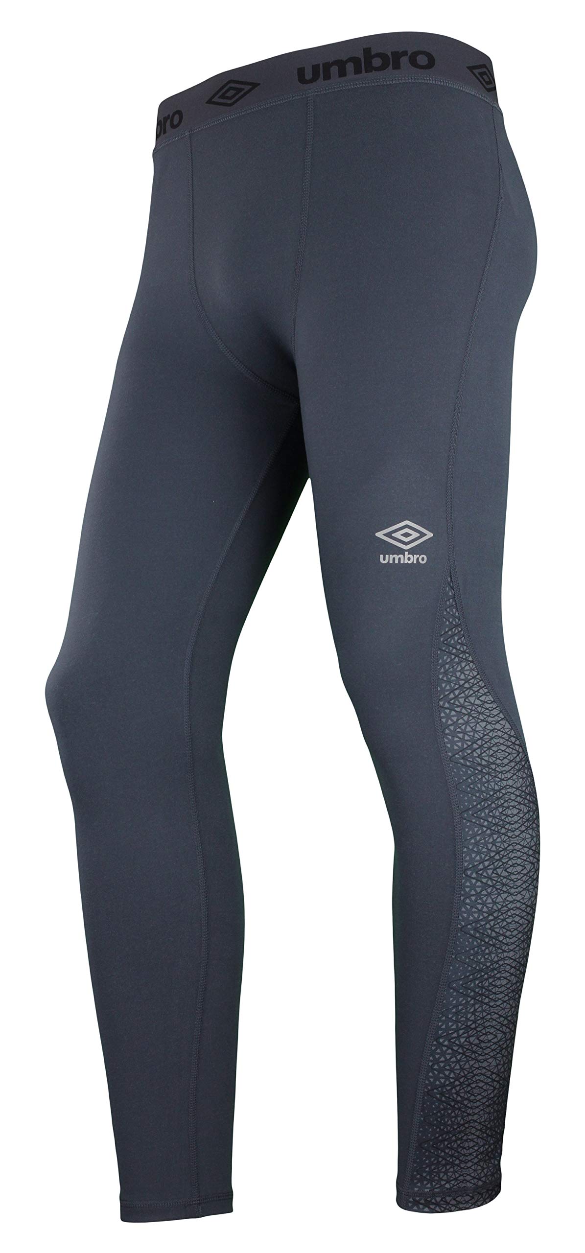 Umbro Men's Compression Tights - Carbon Black Performance Leggings for Running, Workout & Training | Moisture-Wicking & Breathable Athletic Wear