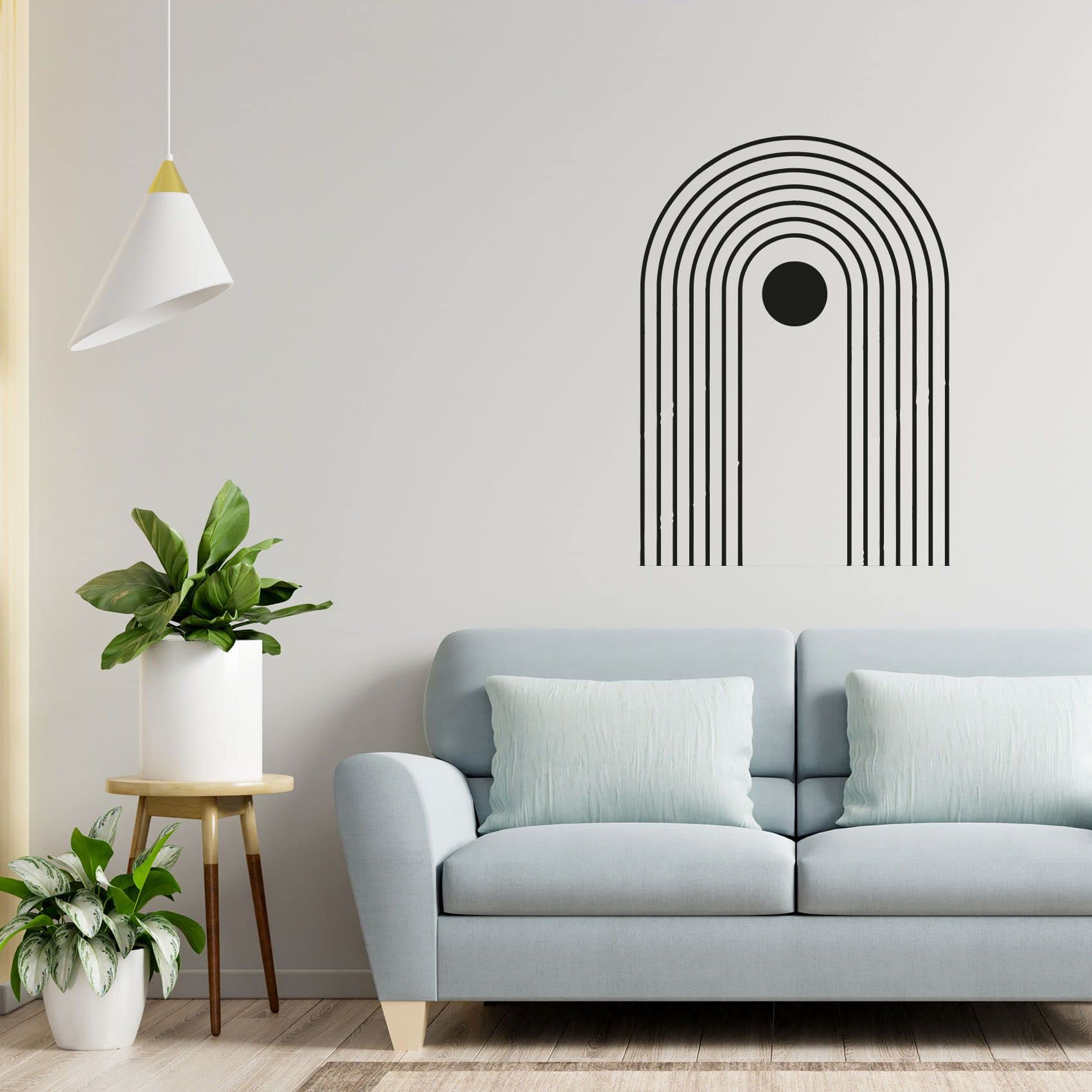 Boho Rainbow Arch Wall Decal - Modern Abstract Circle Shape Vinyl Sticker for Kids Room, Nursery, Bedroom Decor - 30x20 Inch Self-Adhesive Art - Perfect for Girls & Boys Playroom, Dorm, Home Office