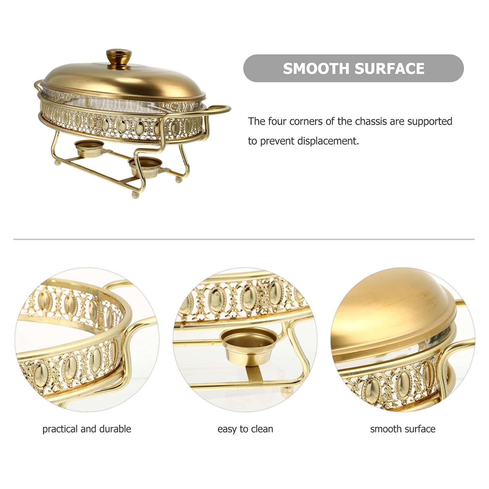 Premium Hemoton Buffet Server Warming Tray - 12 Inch Round Chafing Dish Set with Glass Food Pan, Water Pan & Fuel Holders - Perfect for Wedding Receptions, Banquets, Catering Events & Buffet Service - Keep Food Warm for Hours