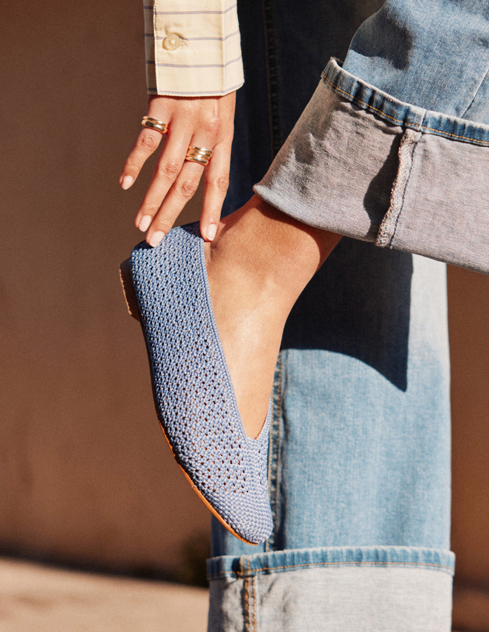 Ballerines Mahi Braided Blue - Comfortable Women's Flats for Casual Wear, Office & Everyday Outfits
