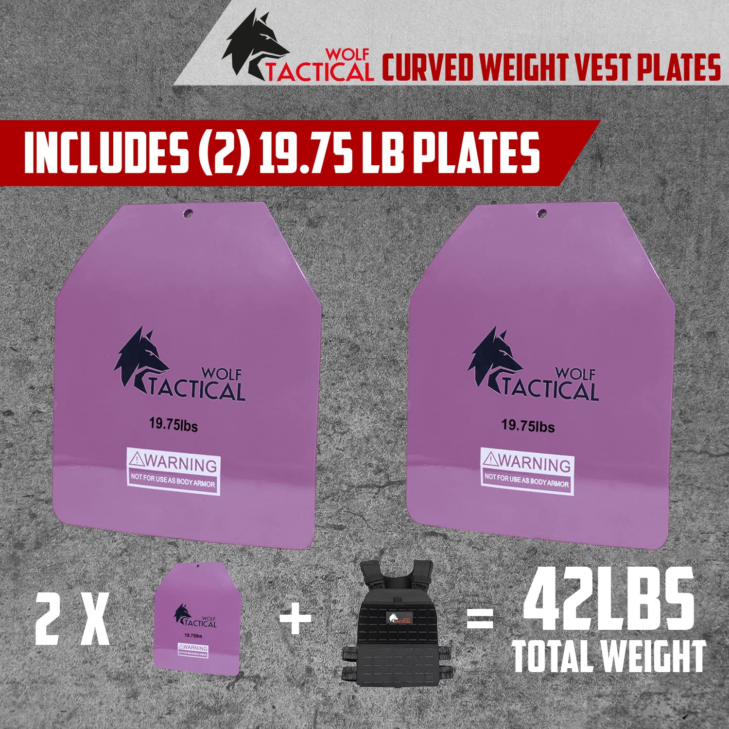 WOLF TACTICAL Curved Weight Vest Plates 5.75LB/8.75LB/14.5LB Pair - Ergonomic Contoured Design for CrossFit, Strength Training, Running & HIIT Workouts - Perfect for Home Gym, Outdoor Fitness & Military Training