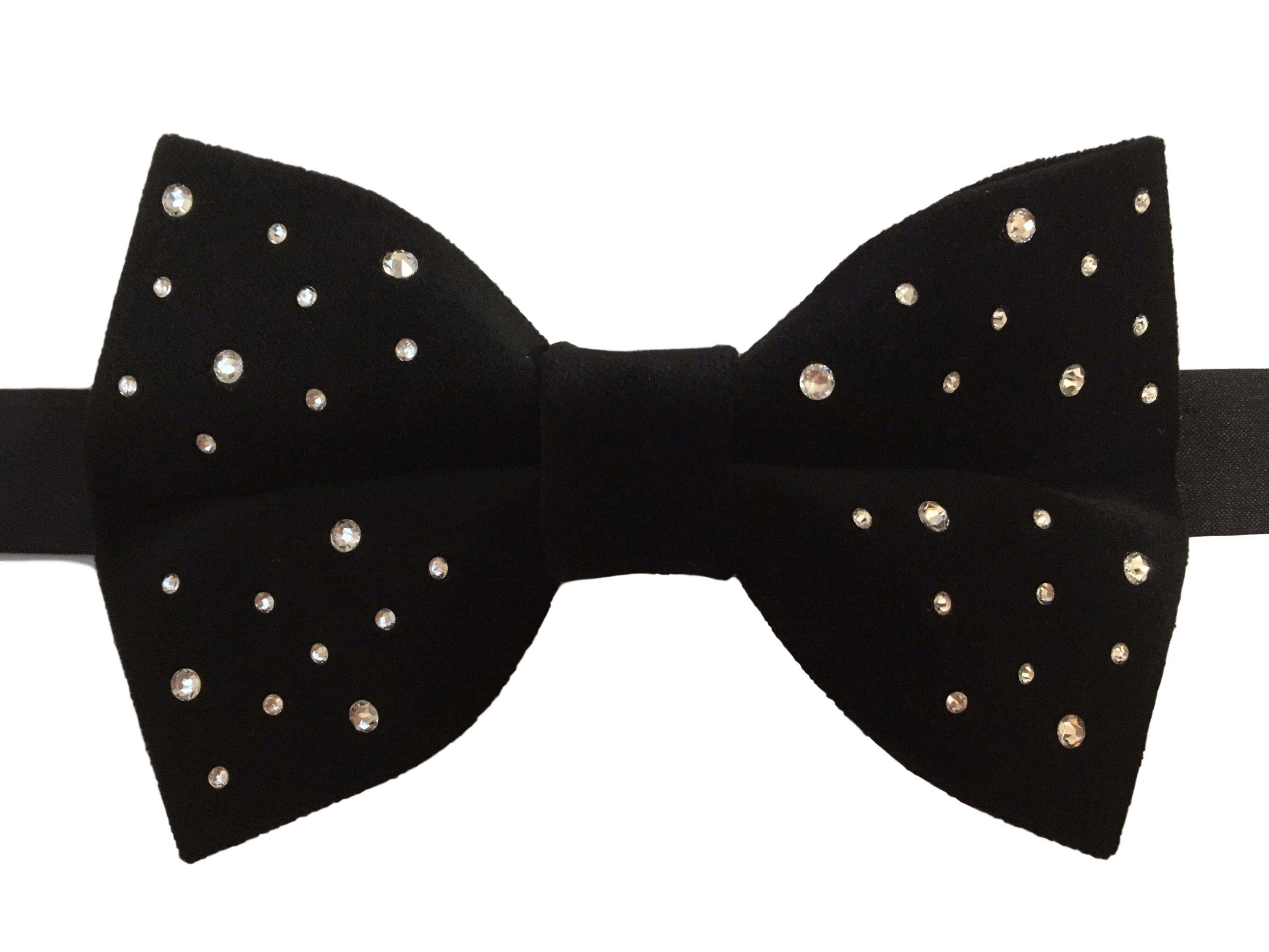 Elegant Black Velvet & Crystal Bow Tie for Men - Perfect for Weddings, Prom, Formal Events & Special Occasions