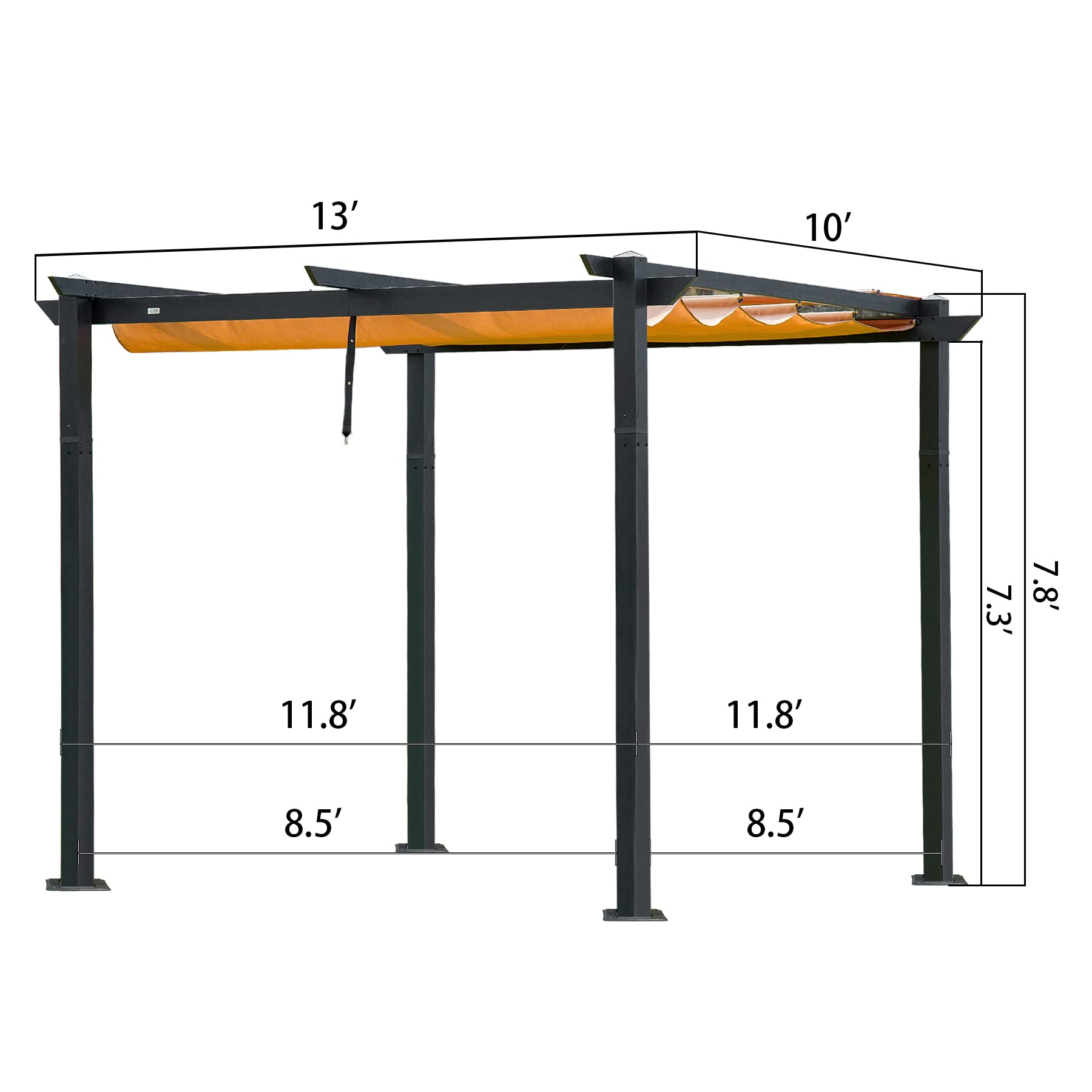 10x13ft Outdoor Retractable Pergola with Sun Shade Canopy - Patio Metal Gazebo for Deck, Garden & Backyard | Perfect for Outdoor Dining, Lounging & Entertaining