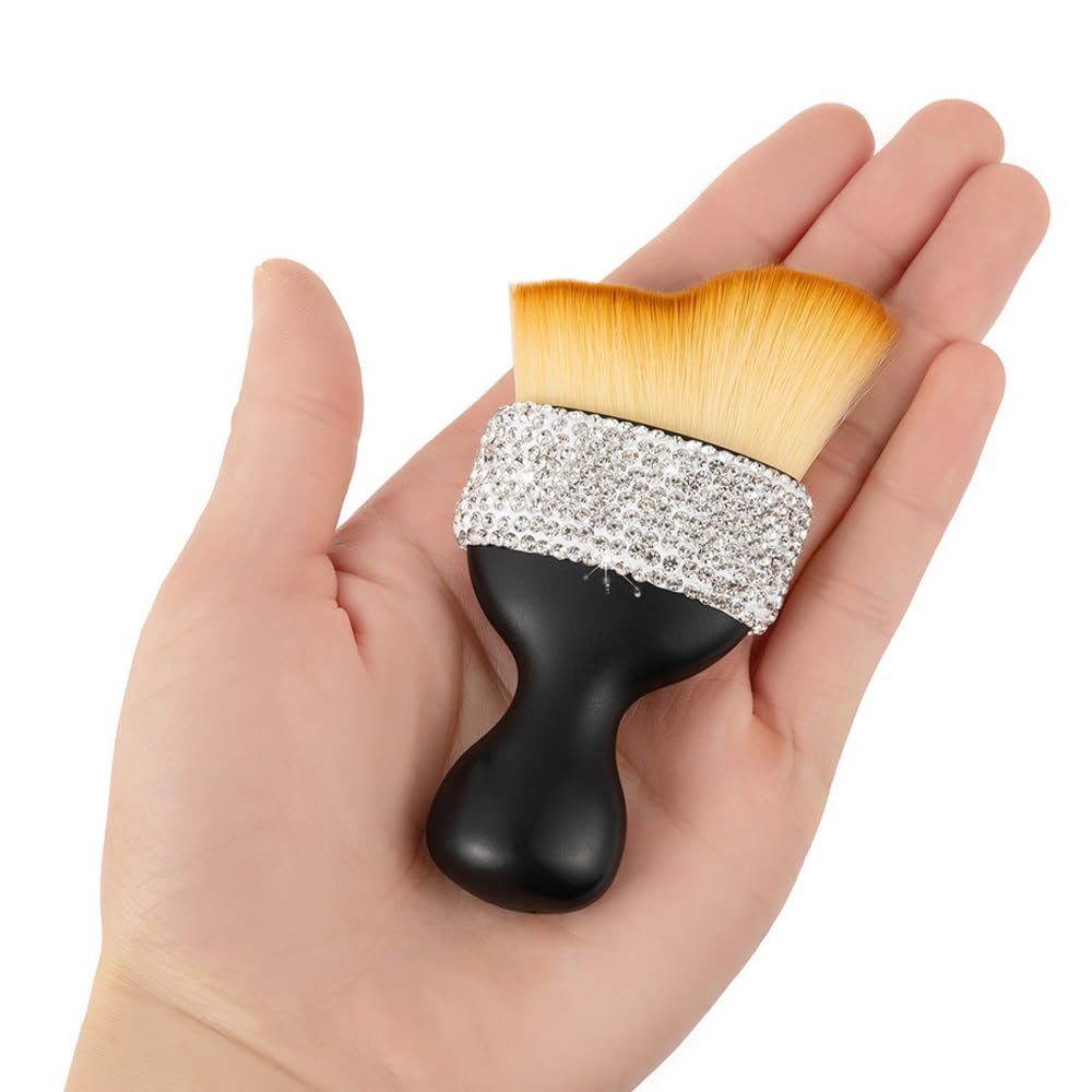 Glitter Diamond Crystal Car Interior Dust Brush - Soft Bristles Dashboard Cleaner for AC Vents, Leather Seats, Computers | Premium Silver Dusting Tool for Cars, Home & Office Cleaning