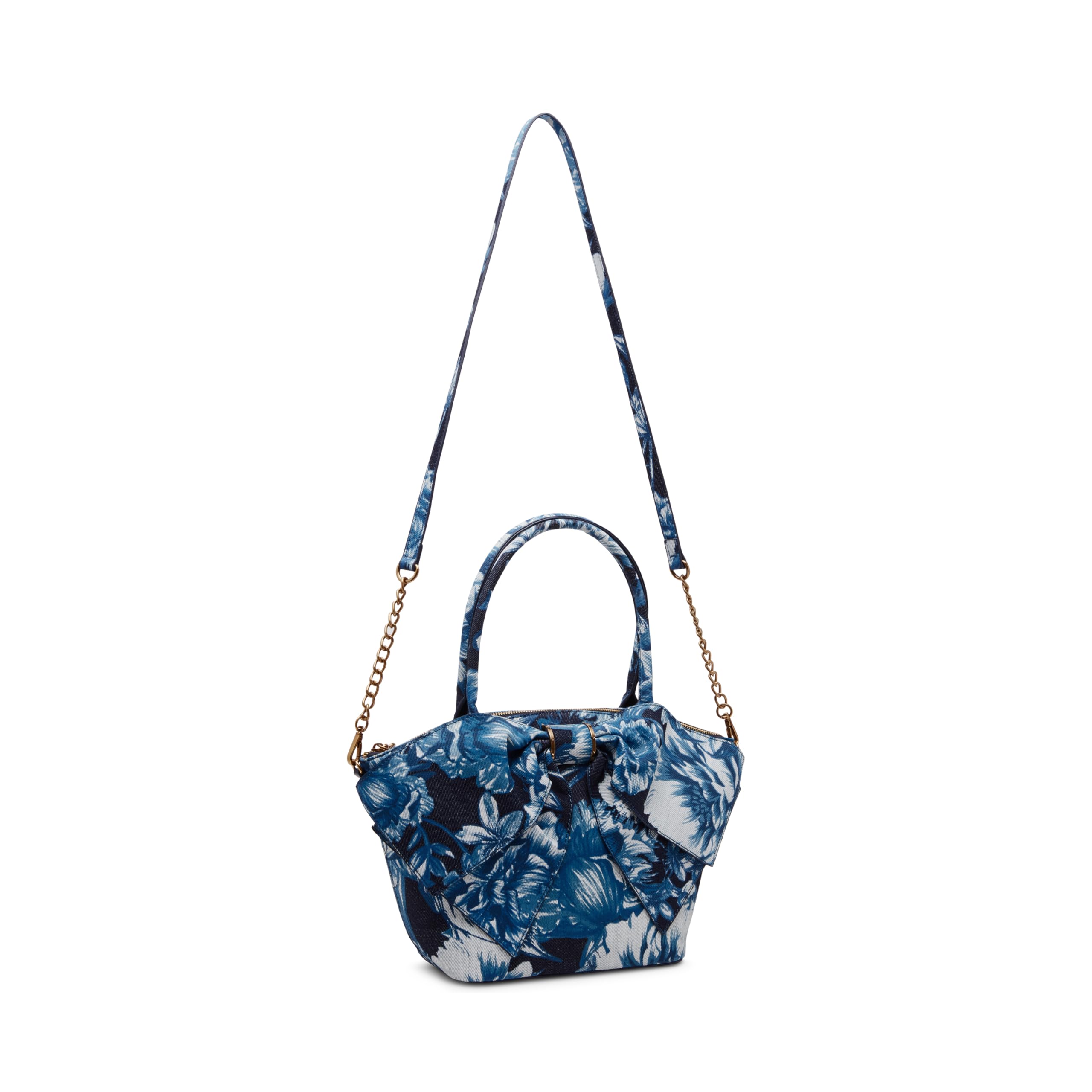Betsey Johnson Blue Denim Bow-Nanza Tote Bag for Women - Stylish Casual Handbag for Work, Shopping & Everyday Use