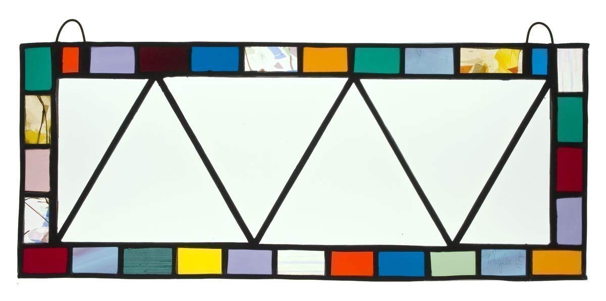 Handmade Stained Glass Panel - Beveled & Panoramic Glass with Colorful Border for Windows, Doors & Home Decor