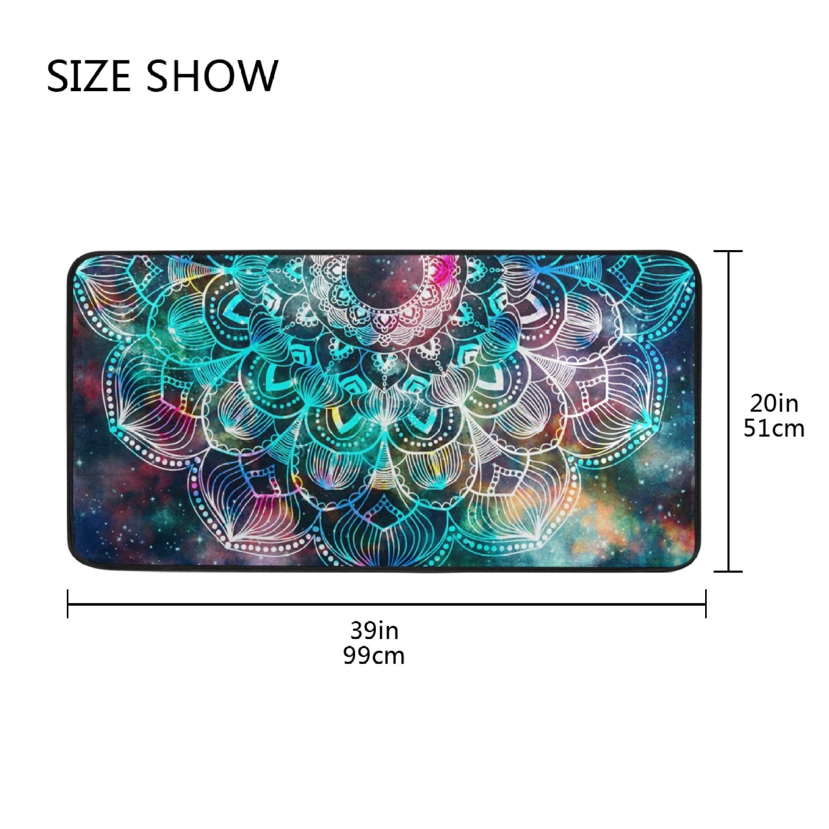 ALAZA Anti-Fatigue Kitchen Mat - Non-Slip Standing Mat with Mysterious Black Mandala Design, Soft Floor Rug for Under Sink, Office & Door Decor (39x20 Inch) - Perfect for Cooking, Dishwashing & Long Standing Work in Kitchen