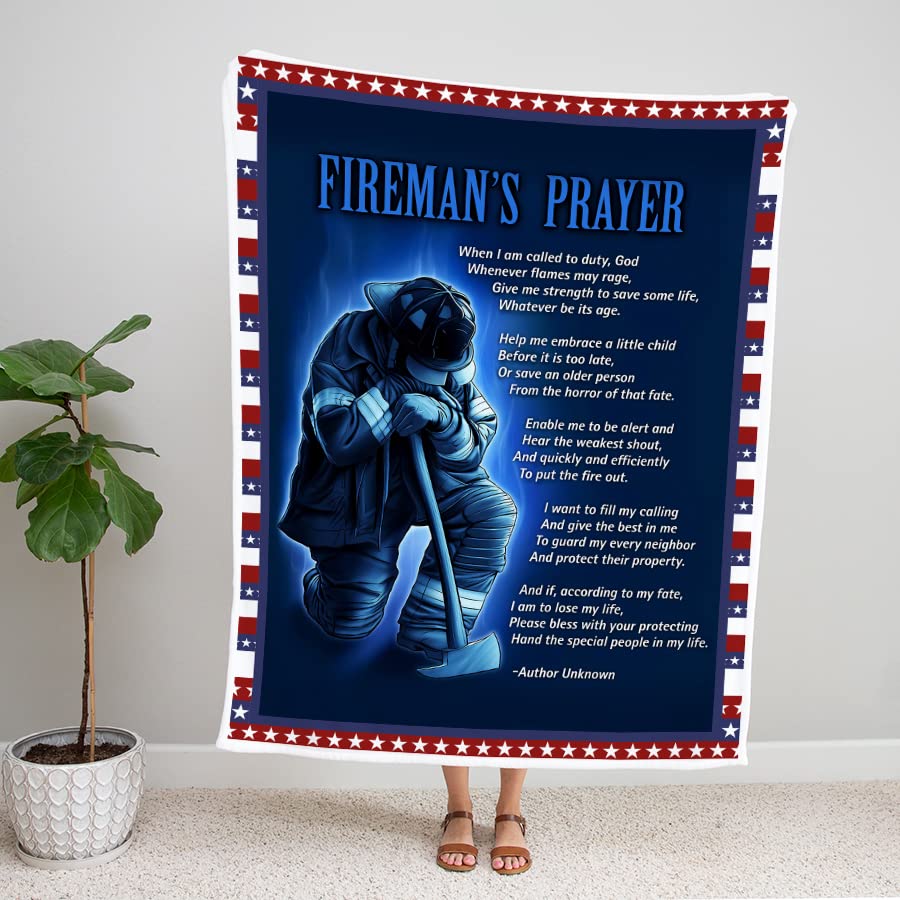 Fireman’s Prayer Blanket - Soft Firefighter Fleece Throw Blanket for Couch, Bed & Home Decor (30x40 Inches) - Perfect for Gifts, Prayer Time & Cozy Nights